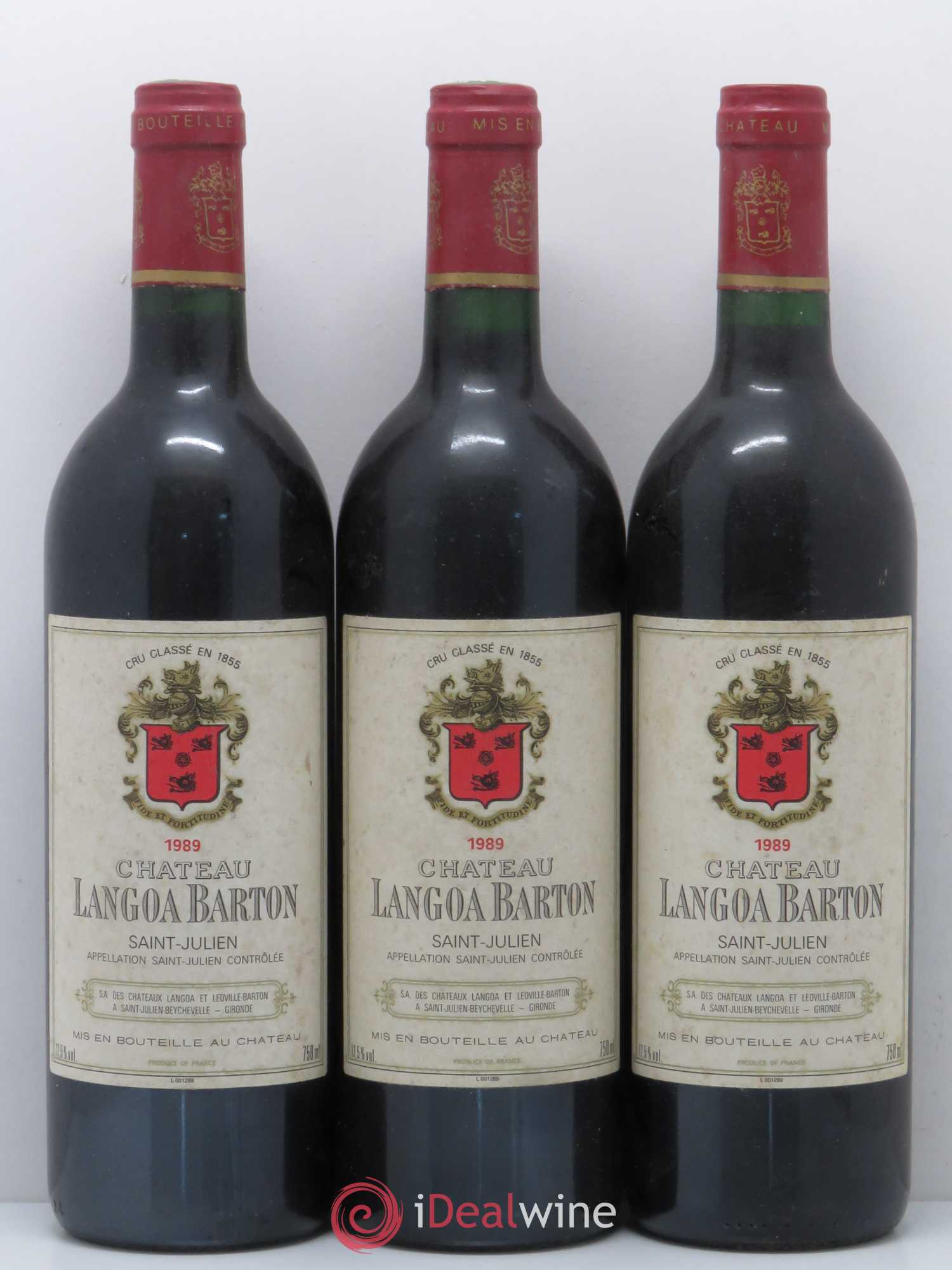 Château Langoa Barton 3ème Grand Cru Classé 1989 - Lot de 3 bouteilles - 0