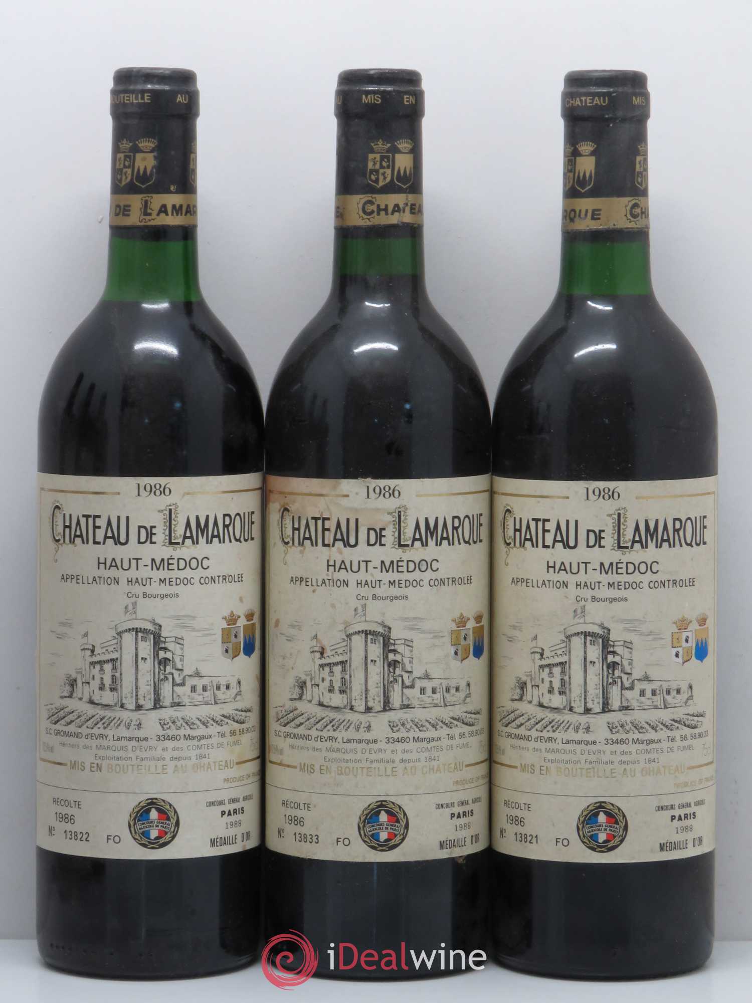 Château de Lamarque Cru Bourgeois 1986 - Lot de 6 bouteilles - 1