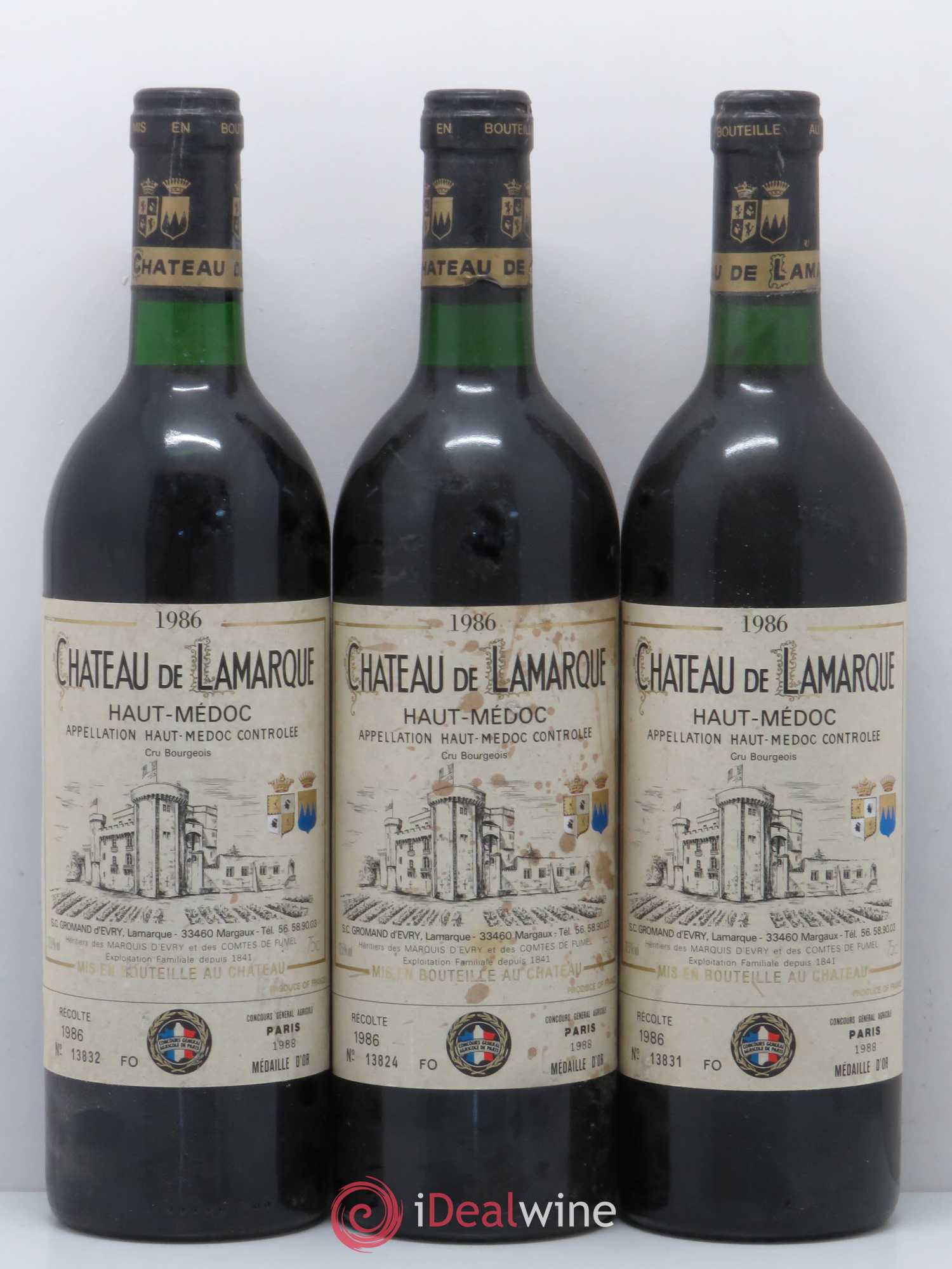 Château de Lamarque Cru Bourgeois 1986 - Lot de 6 bouteilles - 2