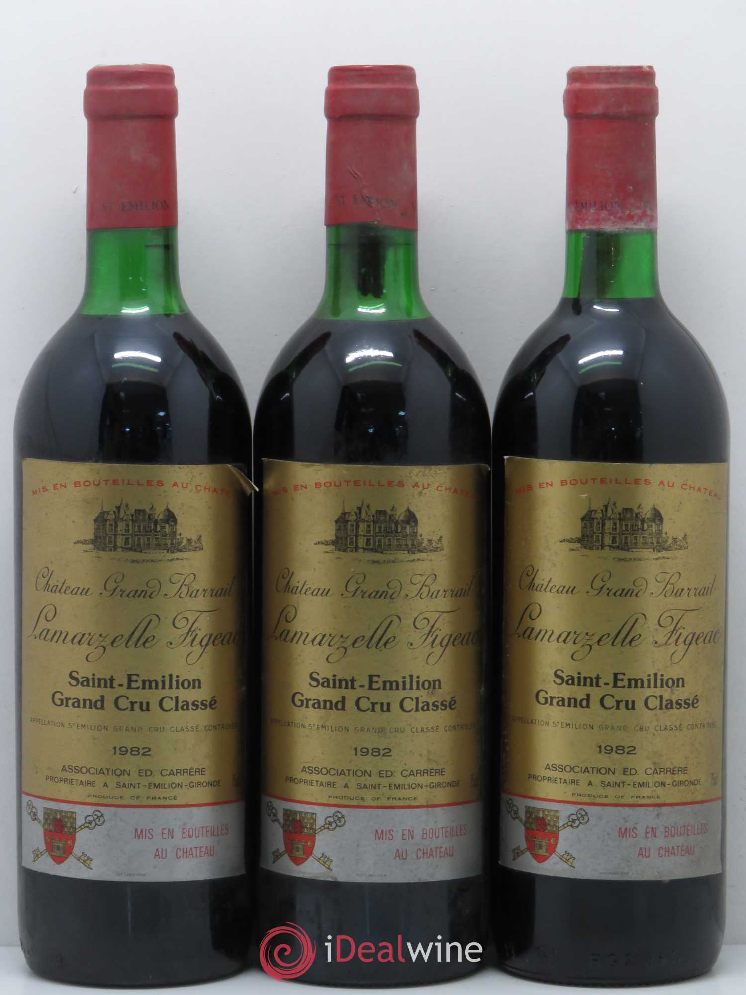 Château Grand Barrail Lamarzelle Figeac Grand Cru Classé 1982 - Lot de 3 bouteilles - 0