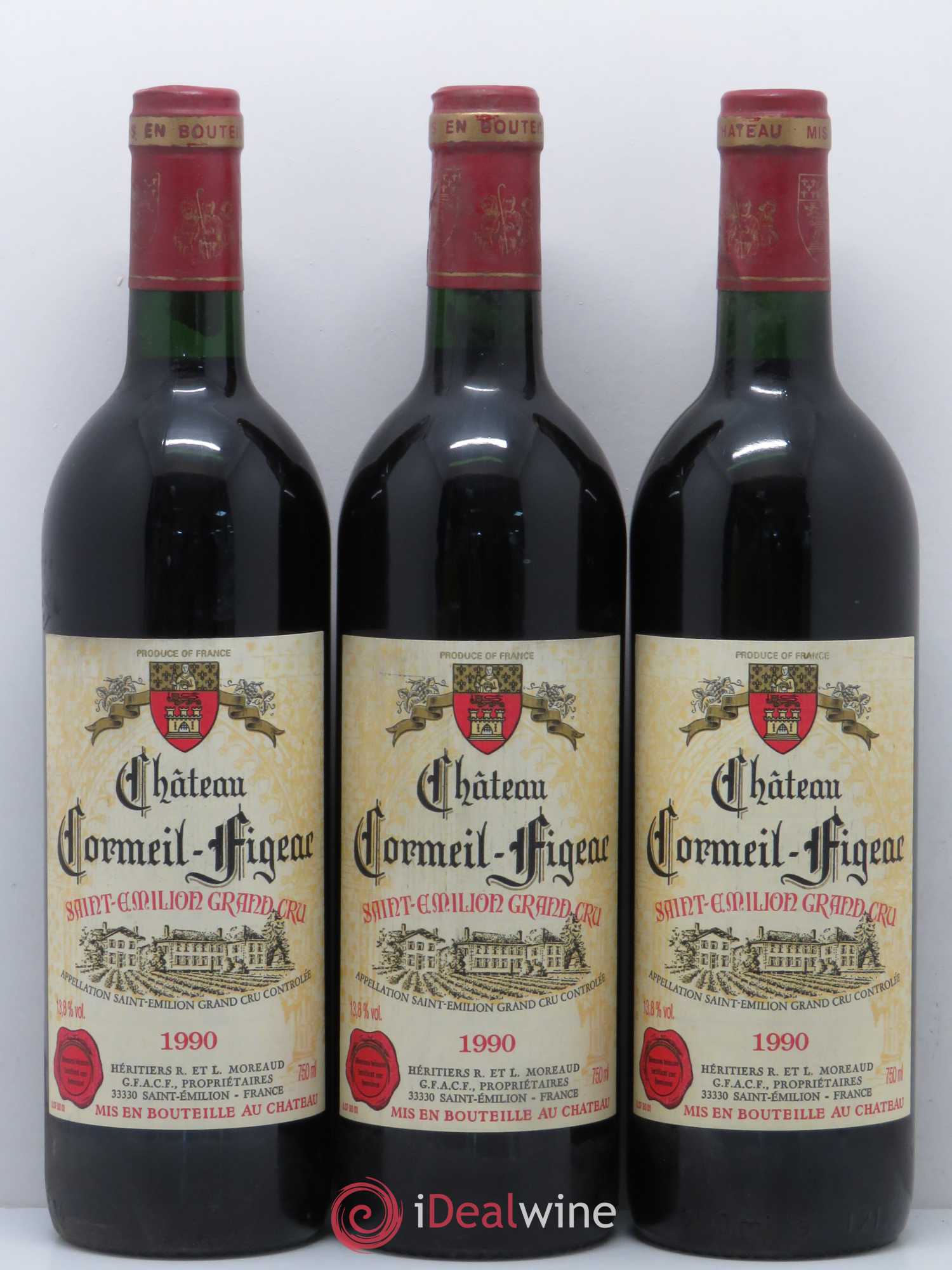 Château Cormeil Figeac 1990 - Lot de 3 bouteilles - 0