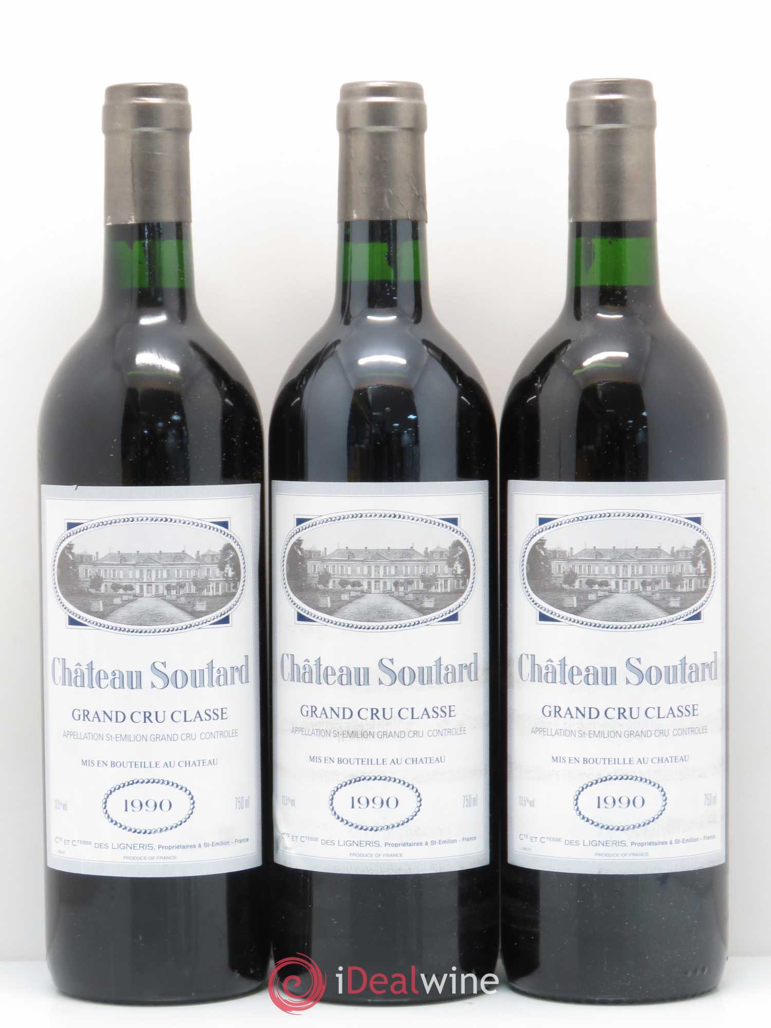 Château Soutard Grand Cru Classé 1990 - Lot de 3 bouteilles - 0
