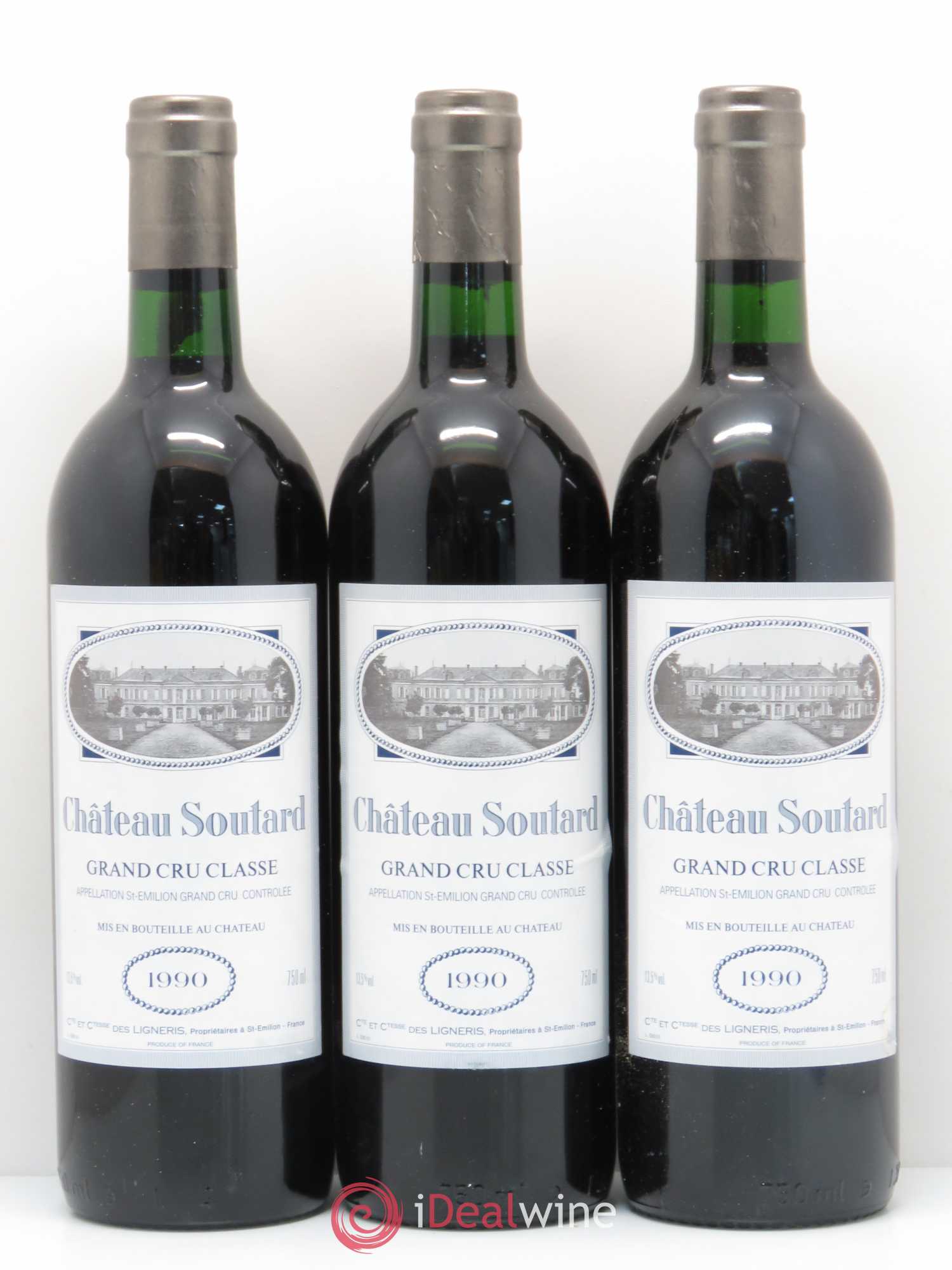 Château Soutard Grand Cru Classé 1990 - Lot de 3 bouteilles - 0