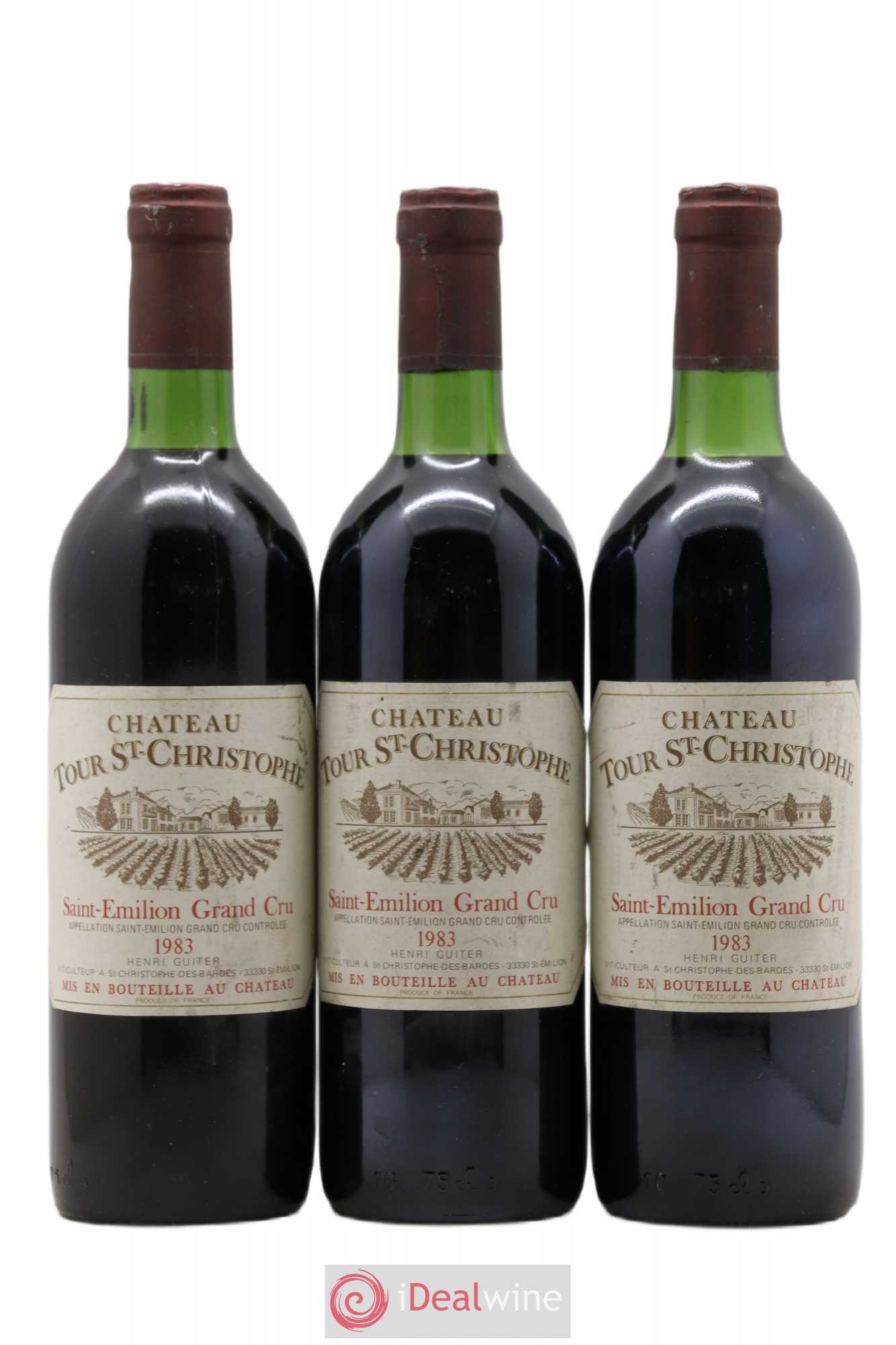 Saint-Émilion Grand Cru Château Tour Saint Christophe 1983 - Lotto di 3 bottiglie - 0