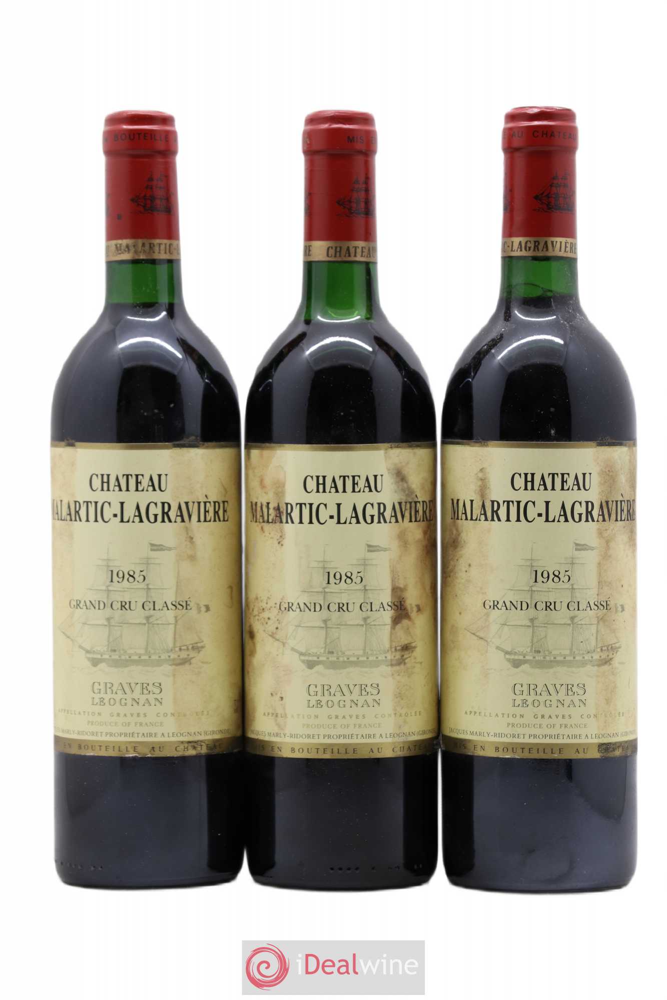 Château Malartic-Lagravière Cru Classé de Graves 1985 - Lot de 3 bouteilles - 0