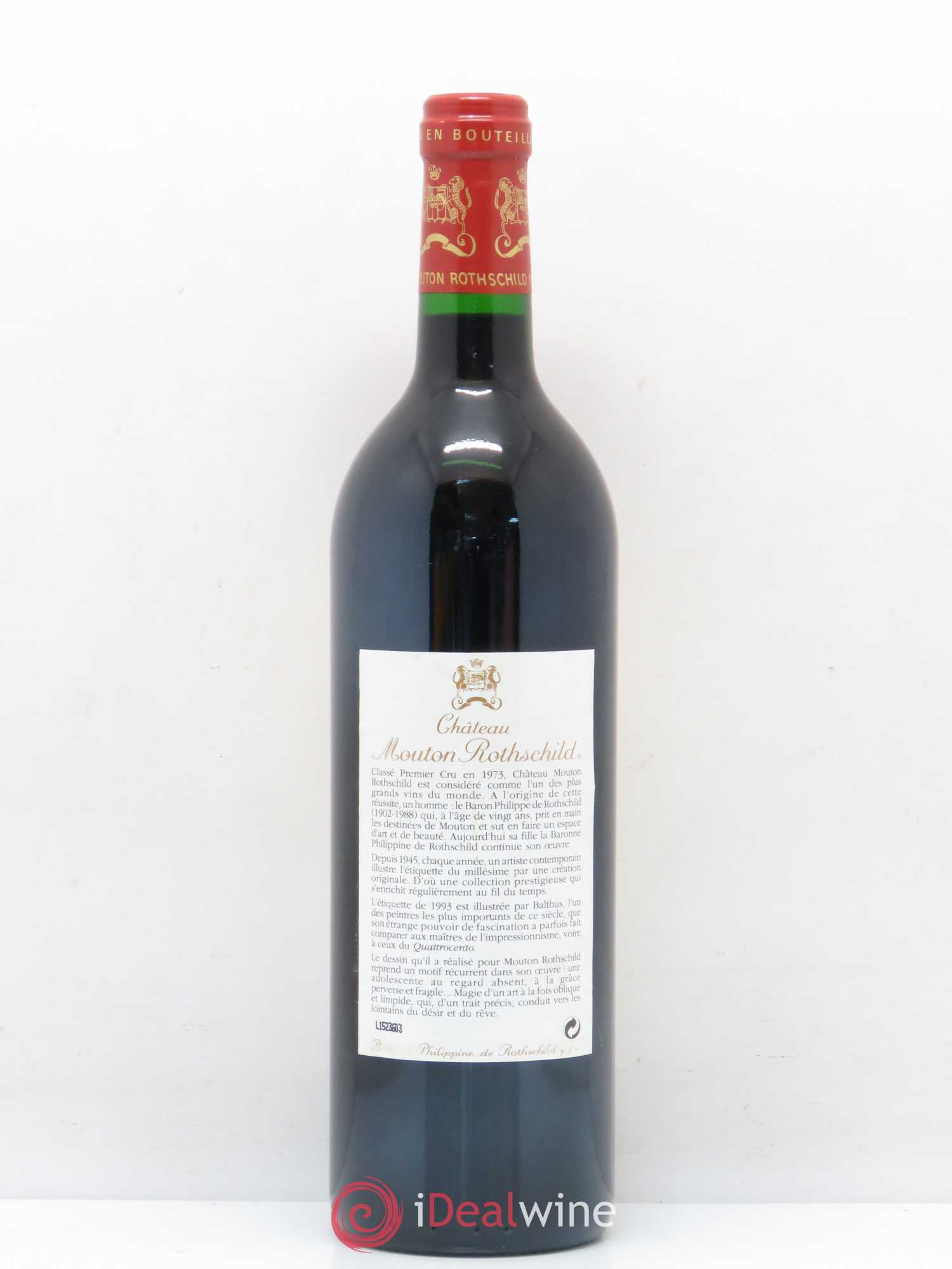 Château Mouton Rothschild 1er Grand Cru Classé 1993 - Lot de 1 bouteille - 1