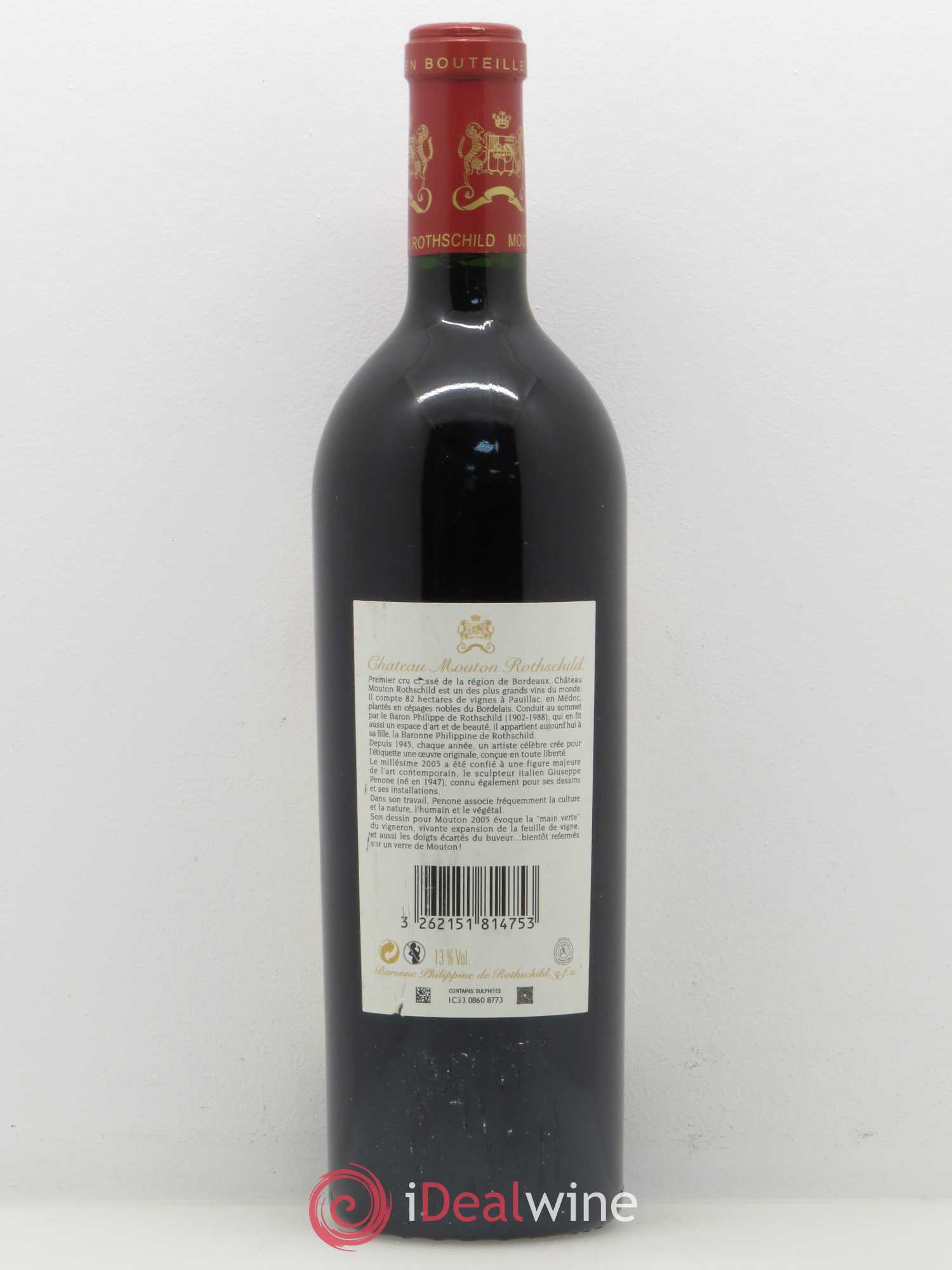 Château Mouton Rothschild 1er Grand Cru Classé 2005 - Lot de 1 bouteille - 1