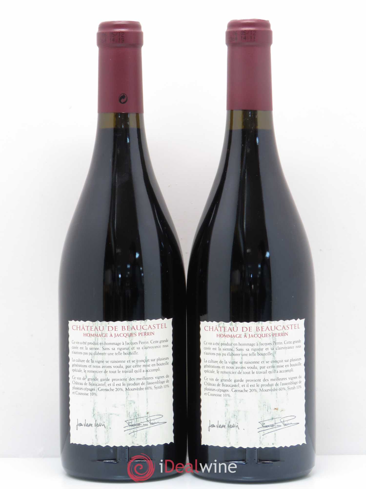 Châteauneuf-du-Pape Château de Beaucastel Hommage à Jacques Perrin Famille Perrin 2001 - Lot de 2 bouteilles - 1