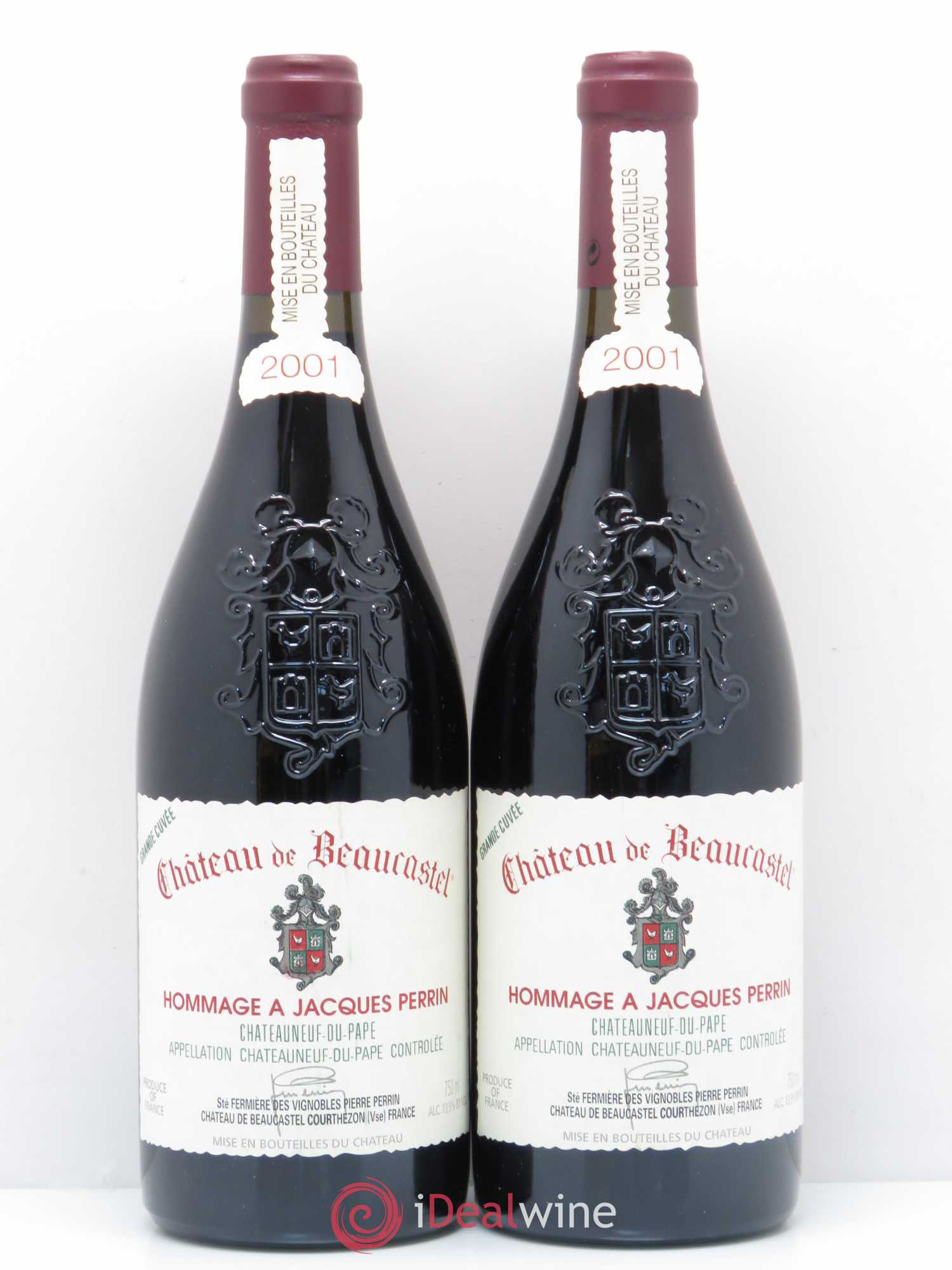 Châteauneuf-du-Pape Château de Beaucastel Hommage à Jacques Perrin Famille Perrin 2001 - Lot de 2 bouteilles - 0