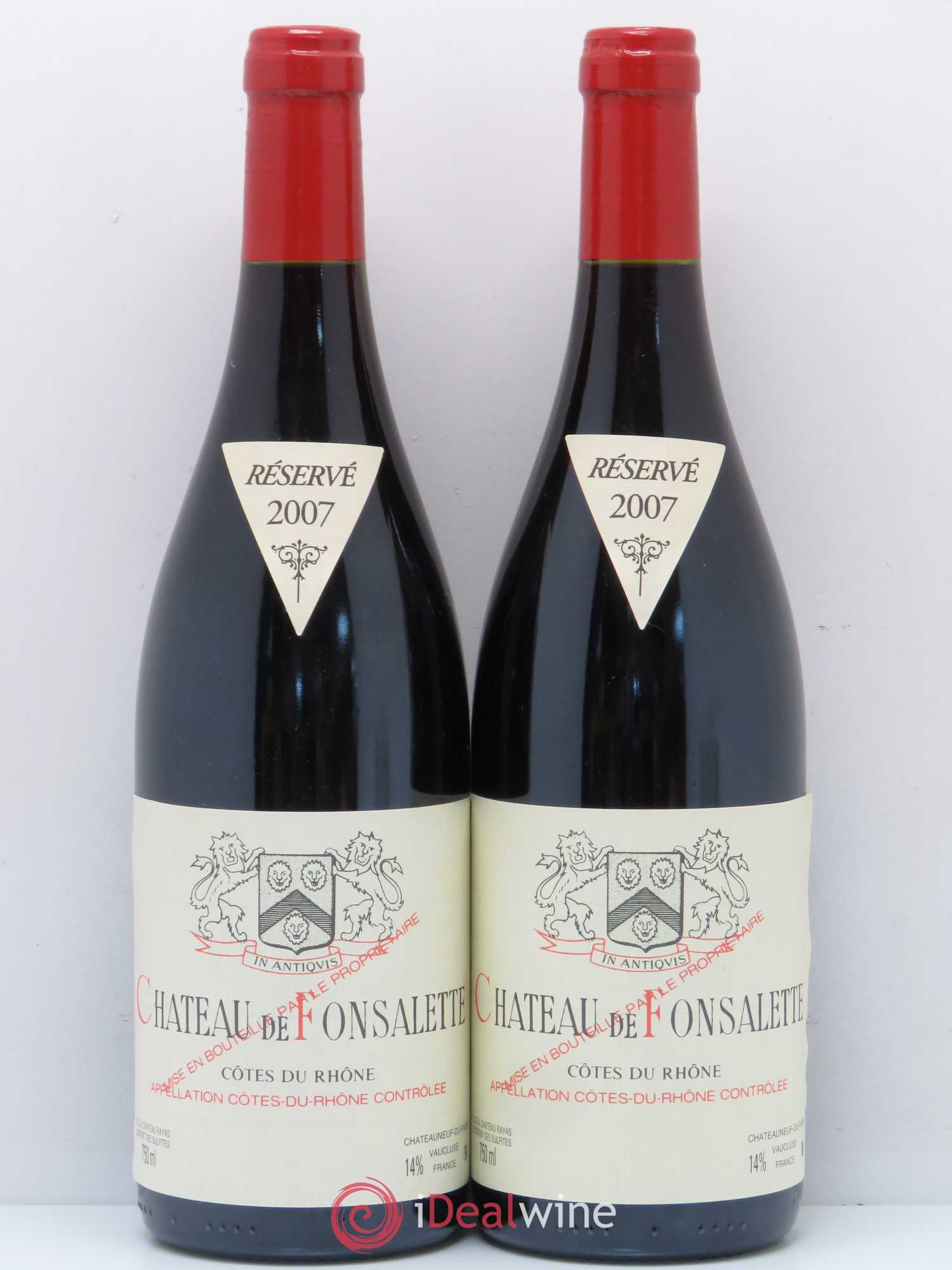Côtes-du-Rhône Château de Fonsalette Emmanuel Reynaud 2007 - Lot de 2 bouteilles - 0