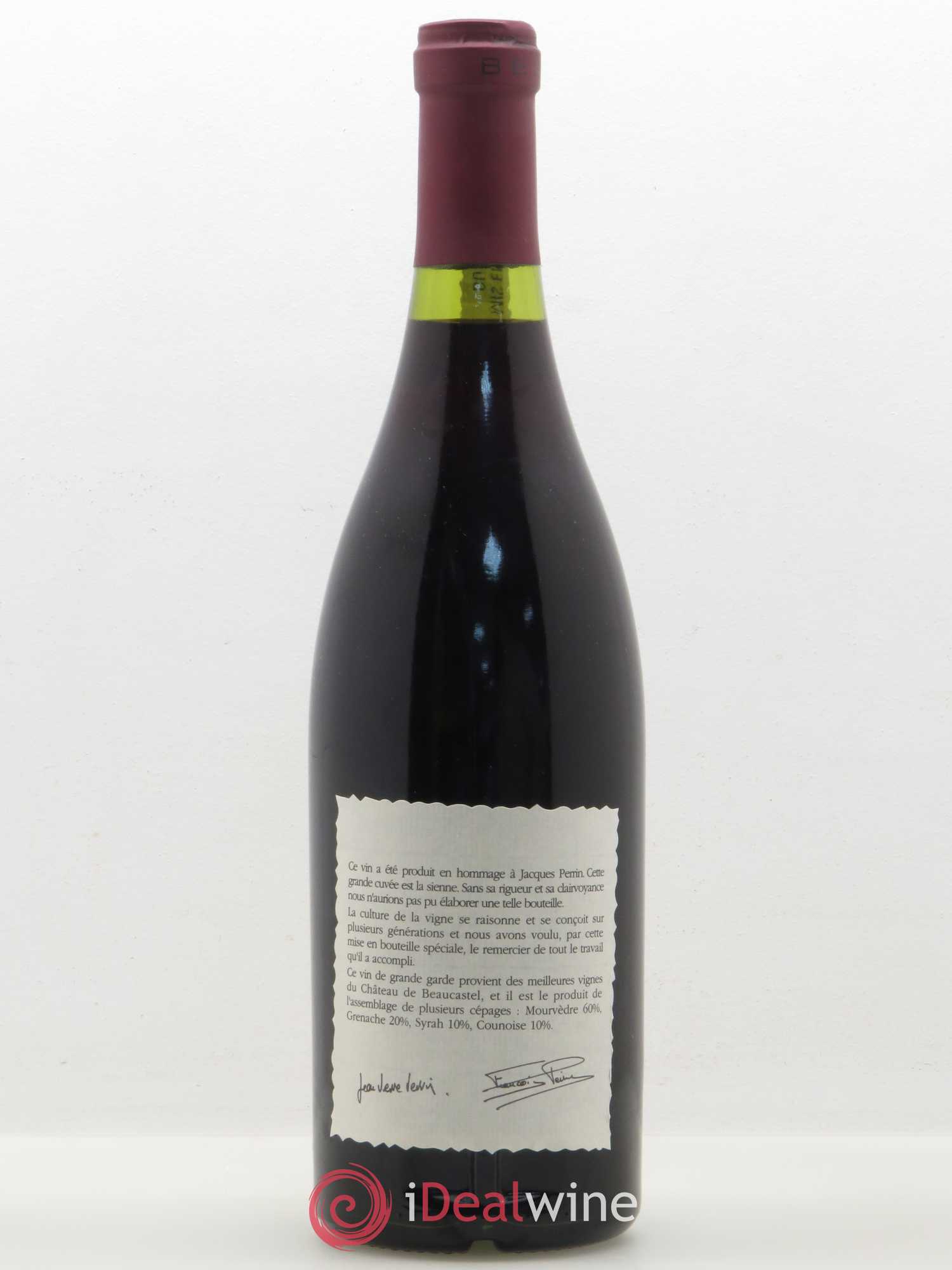 Châteauneuf-du-Pape Château de Beaucastel Hommage à Jacques Perrin Famille Perrin 1989 - Lot de 1 bouteille - 1