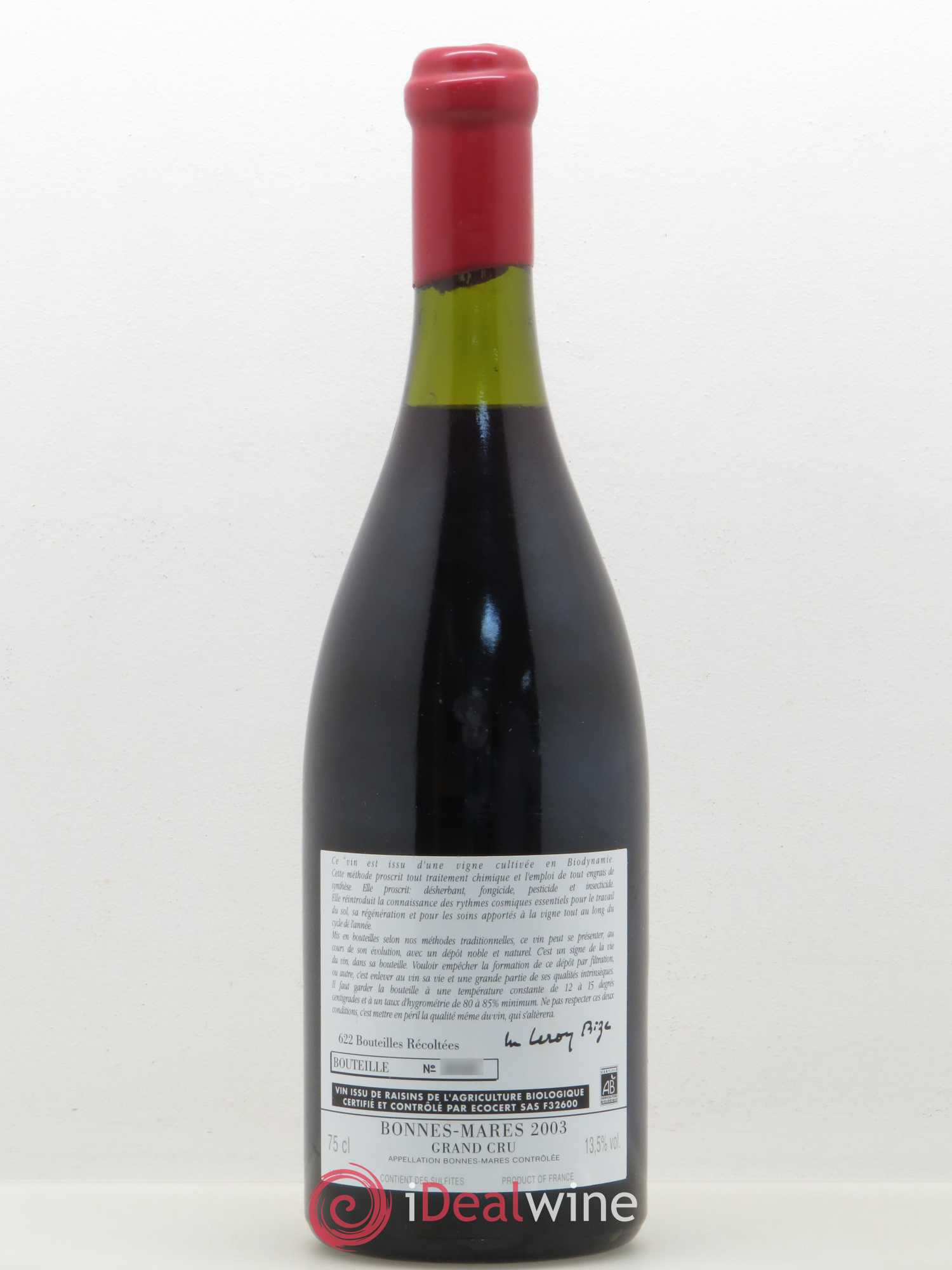 Bonnes-Mares Grand Cru d'Auvenay (Domaine) 2003 - Lot de 1 bouteille - 1