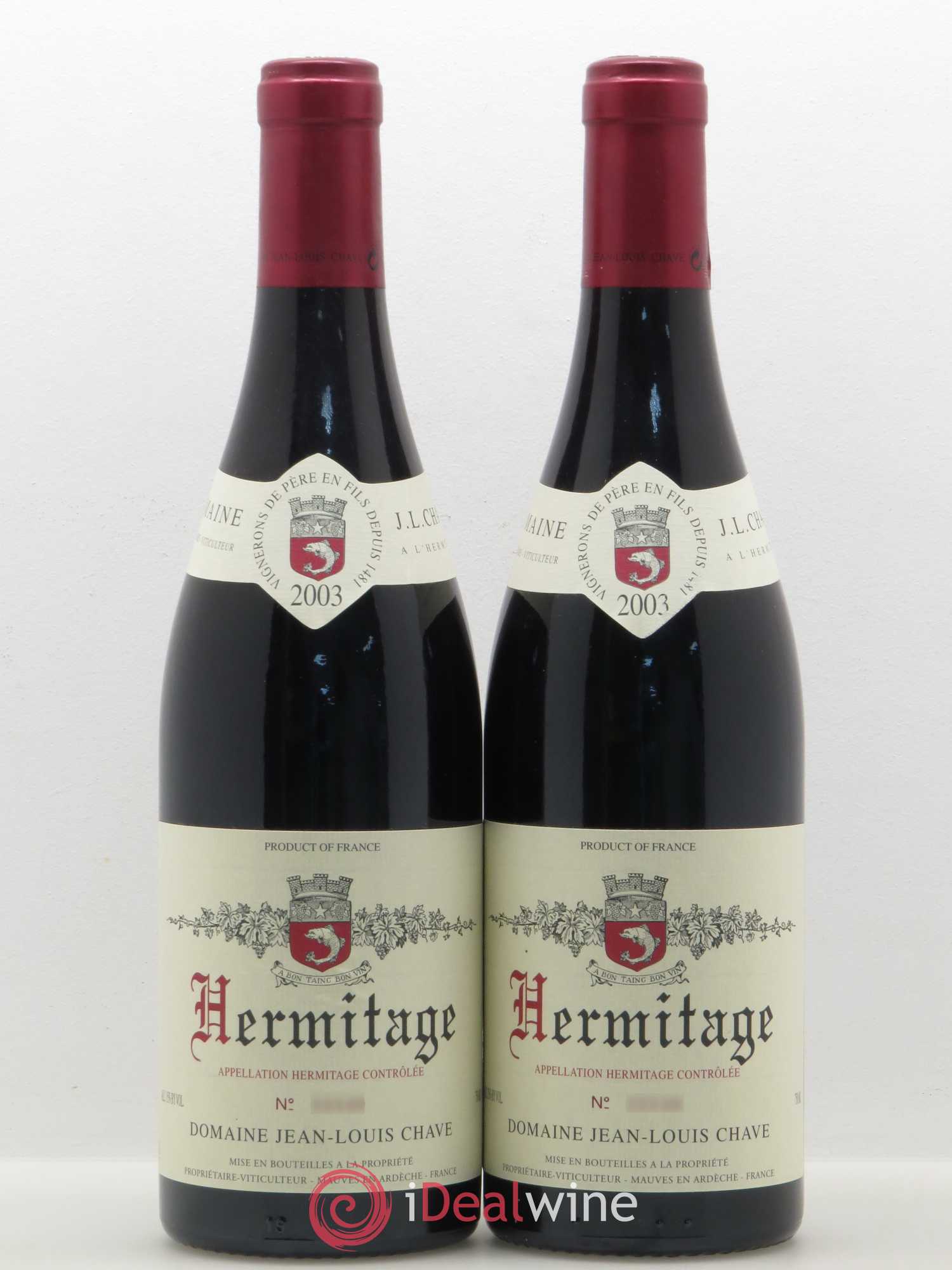 Hermitage Jean-Louis Chave 2003 - Lot de 2 bouteilles - 0