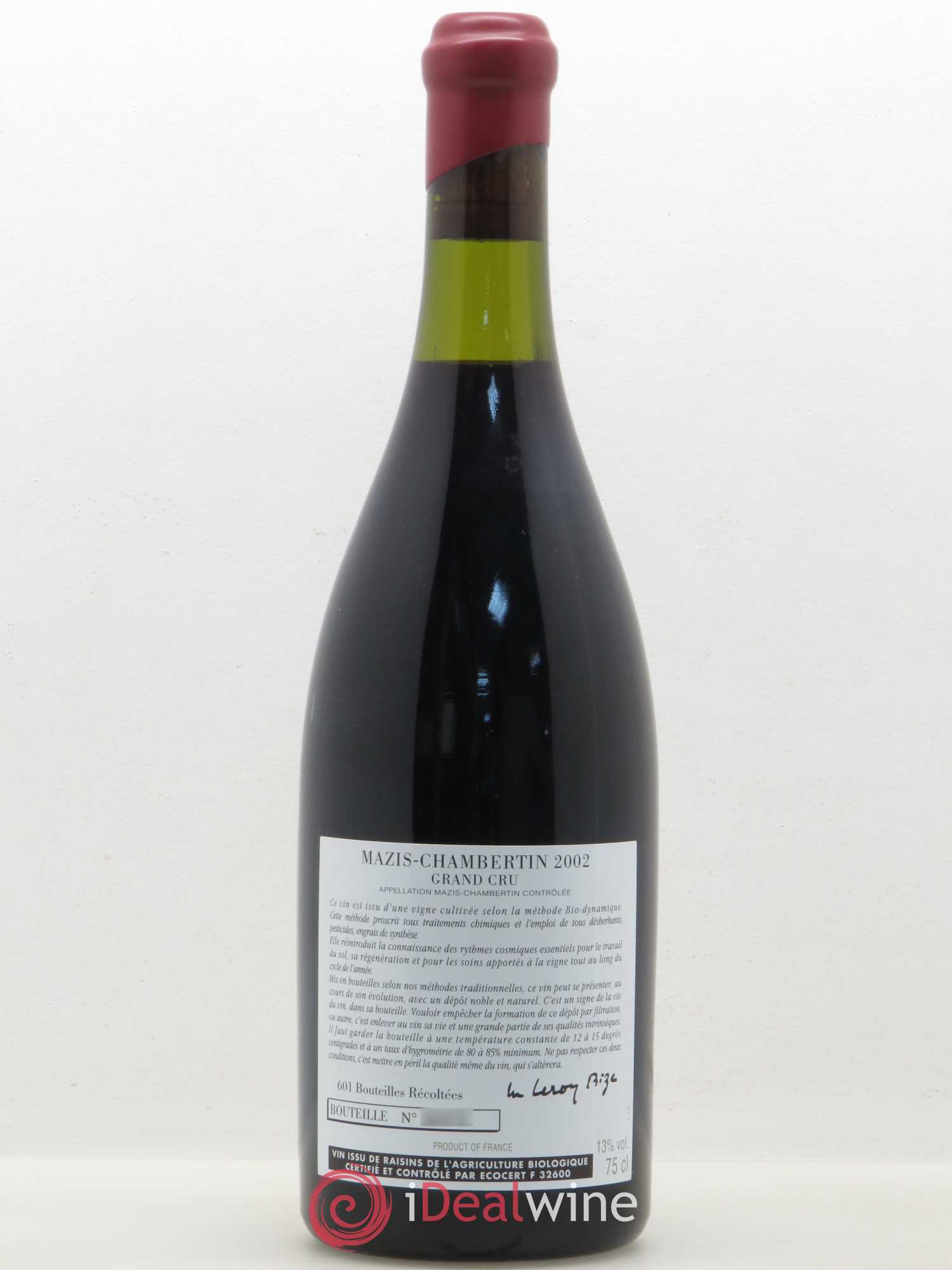 Mazis-Chambertin Grand Cru d'Auvenay (Domaine) 2002 - Lot de 1 bouteille - 1