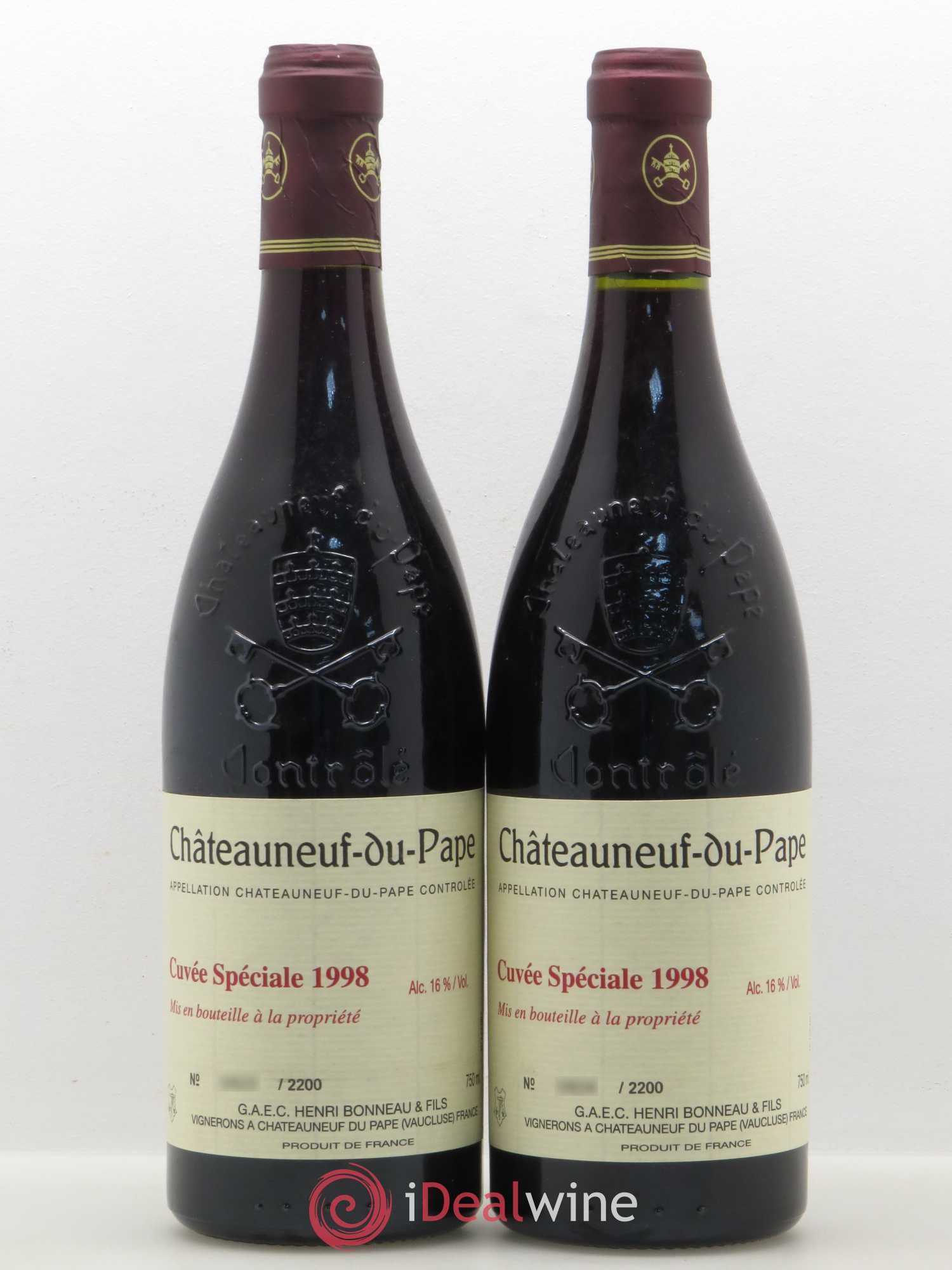 Châteauneuf-du-Pape Cuvée spéciale Henri Bonneau & Fils 1998 - Lot de 2 bouteilles - 0