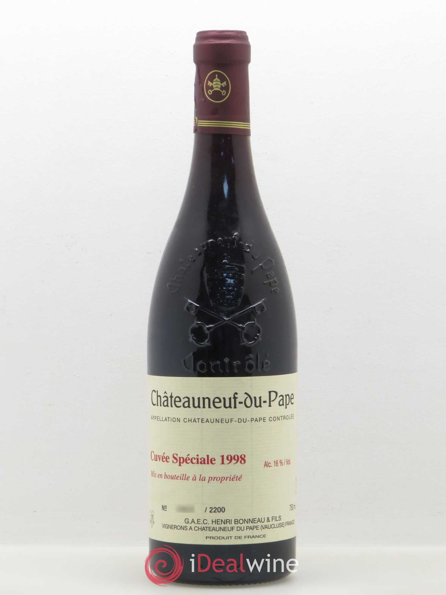 Châteauneuf-du-Pape Cuvée spéciale Henri Bonneau & Fils 1998 - Lot de 1 bouteille - 0