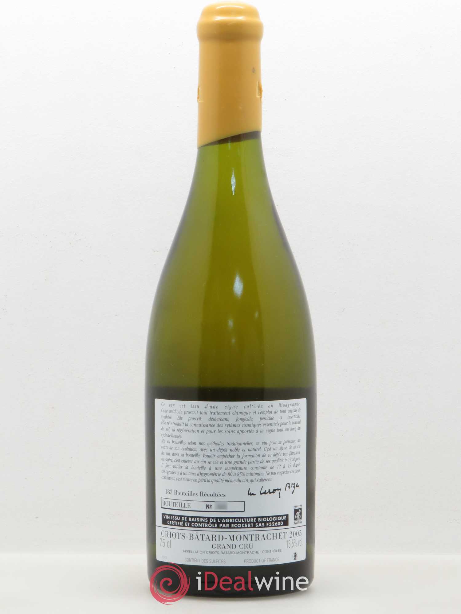 Criots-Bâtard-Montrachet Grand Cru d'Auvenay (Domaine) 2005 - Lot de 1 bouteille - 1