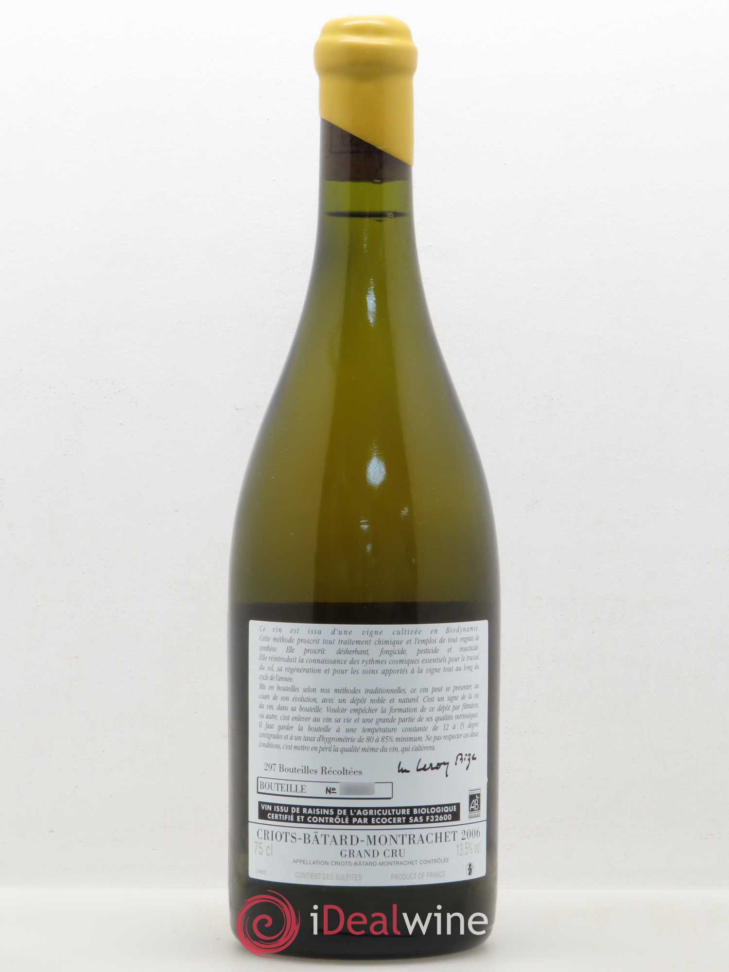 Criots-Bâtard-Montrachet Grand Cru d'Auvenay (Domaine) 2006 - Lot de 1 bouteille - 1