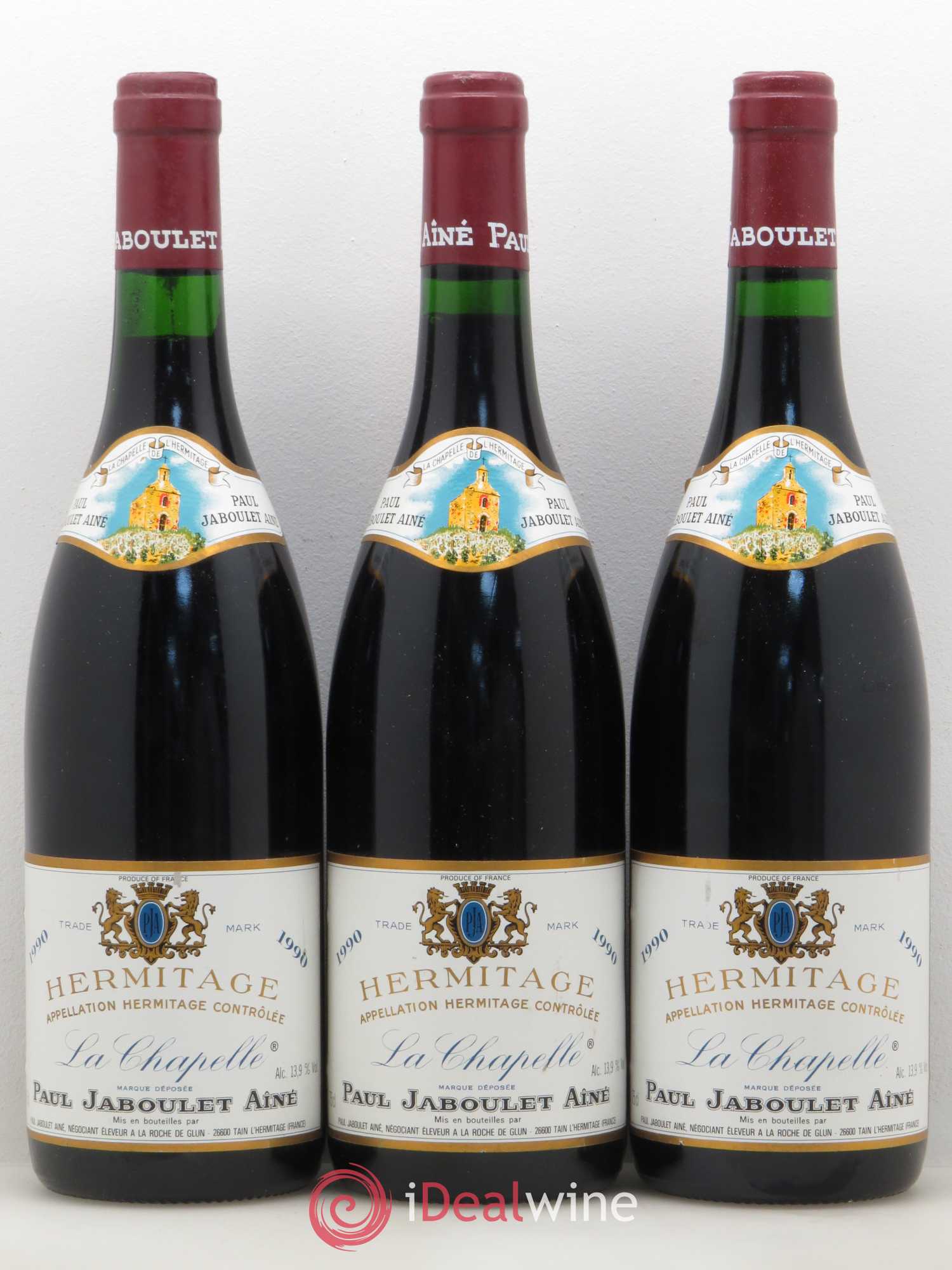 Hermitage La Chapelle Paul Jaboulet Ainé 1990 - Lot de 3 bouteilles - 0