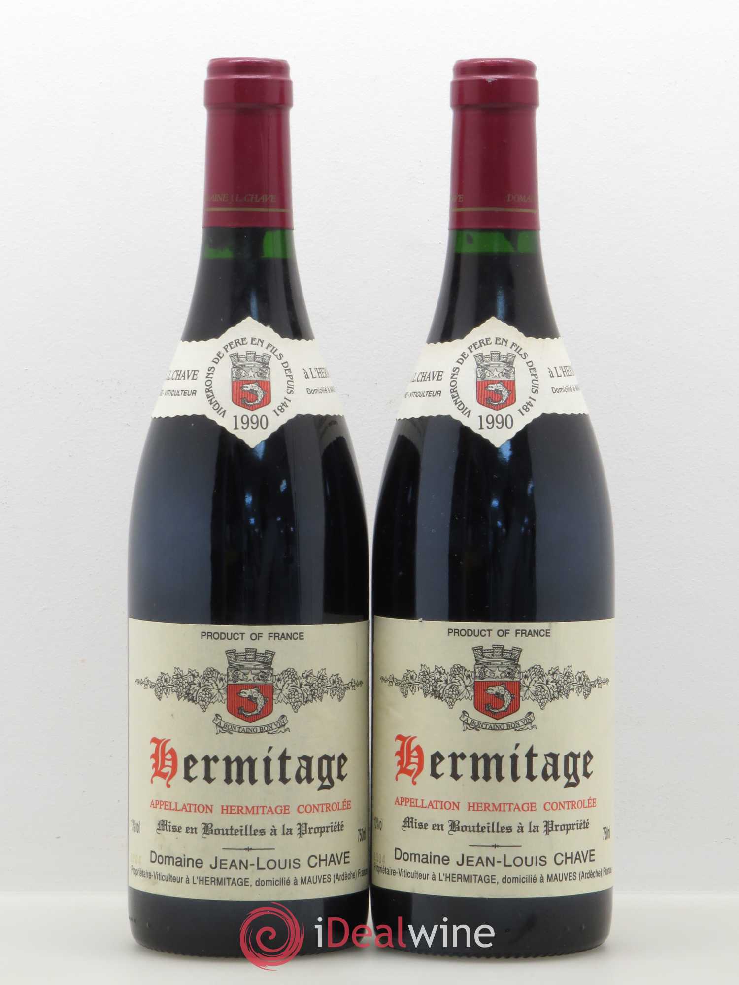 Hermitage Jean-Louis Chave 1990 - Lot de 2 bouteilles - 0
