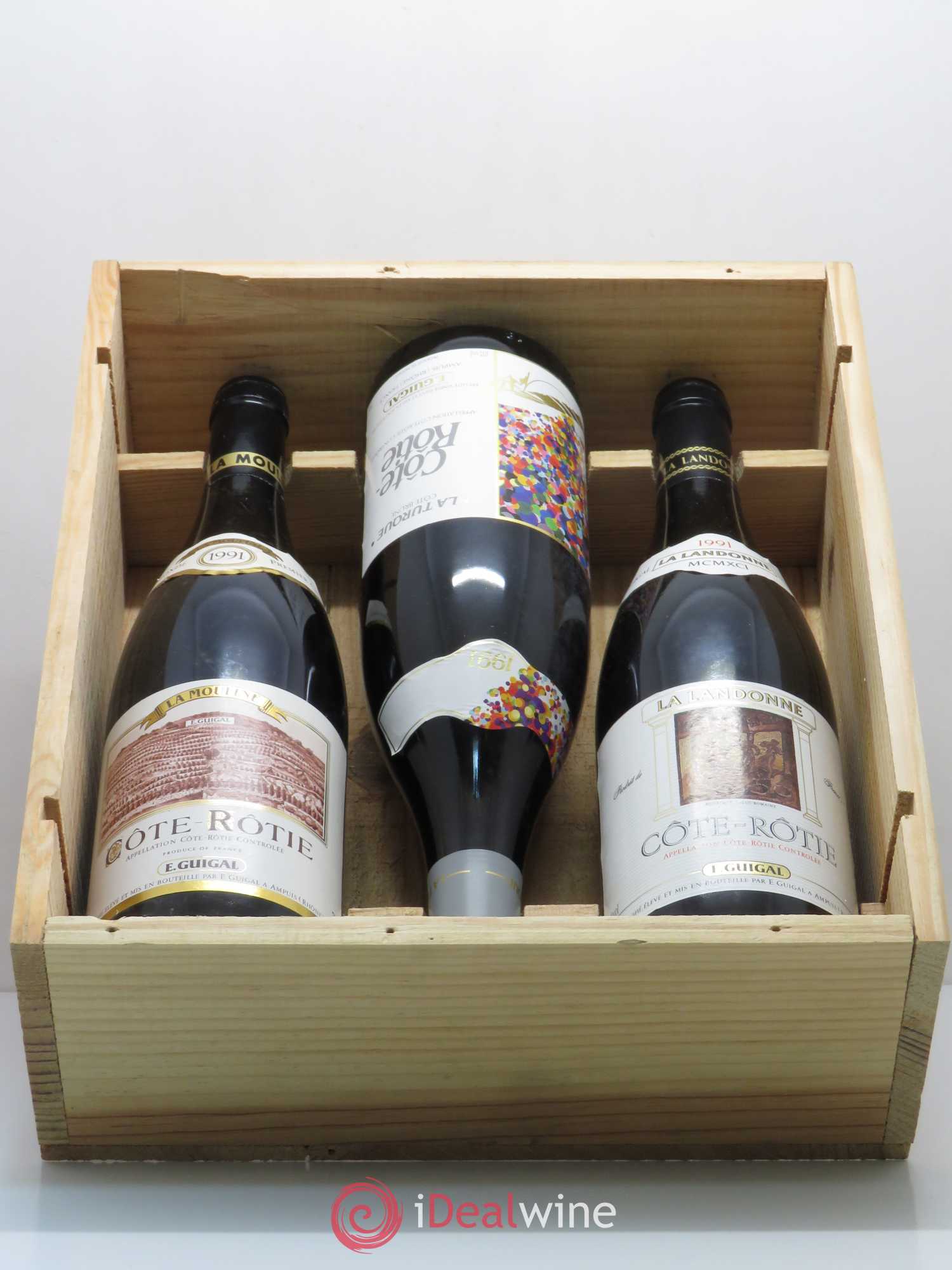 Côte-Rôtie Guigal Trilogie La Turque - La Landonne - La Mouline 1991 - Lot de 3 bouteilles - 3