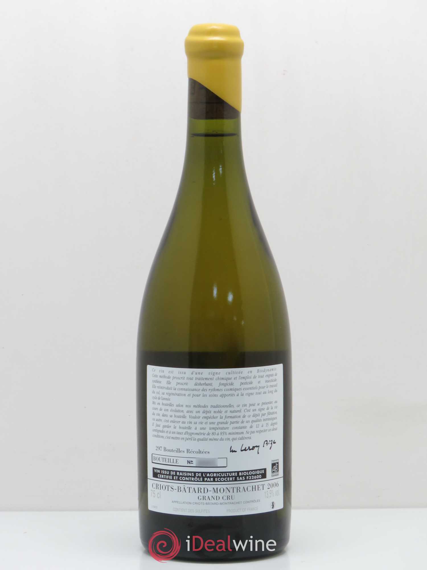 Criots-Bâtard-Montrachet Grand Cru d'Auvenay (Domaine) 2006 - Lot de 1 bouteille - 1