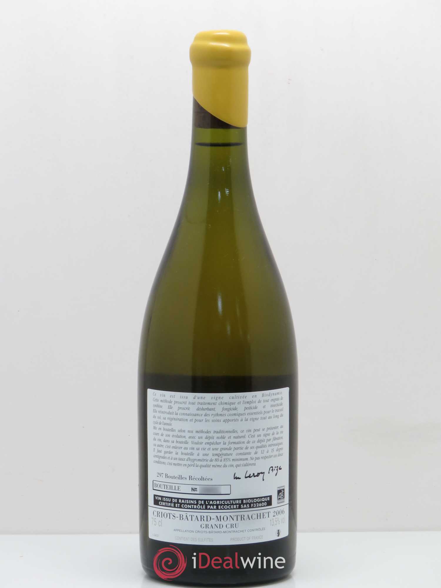 Criots-Bâtard-Montrachet Grand Cru d'Auvenay (Domaine) 2006 - Lot de 1 bouteille - 1
