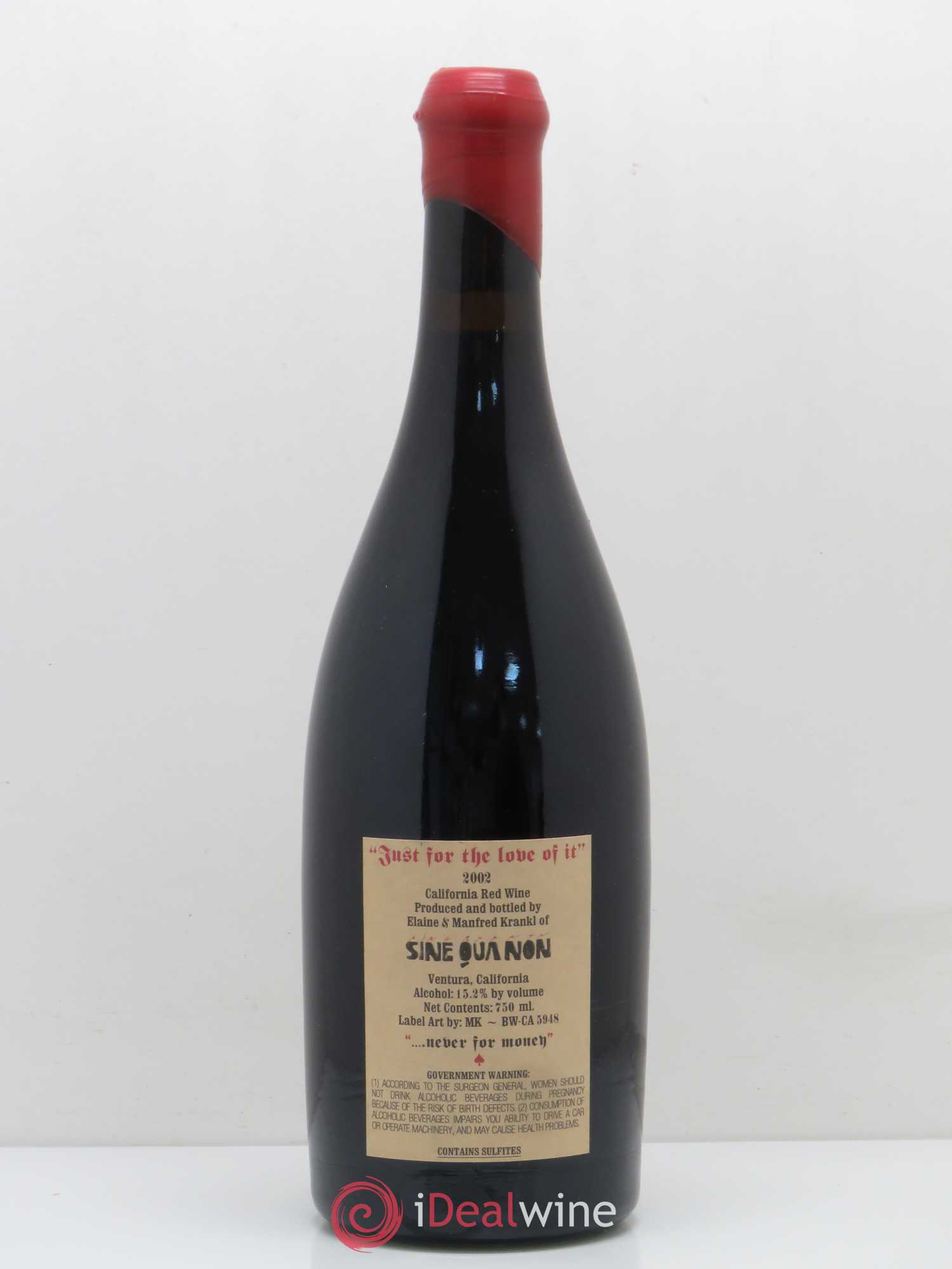 USA Ventura Californie Just for the Love of it Sine Qua Non 2002 - Posten von 1 Flasche - 1
