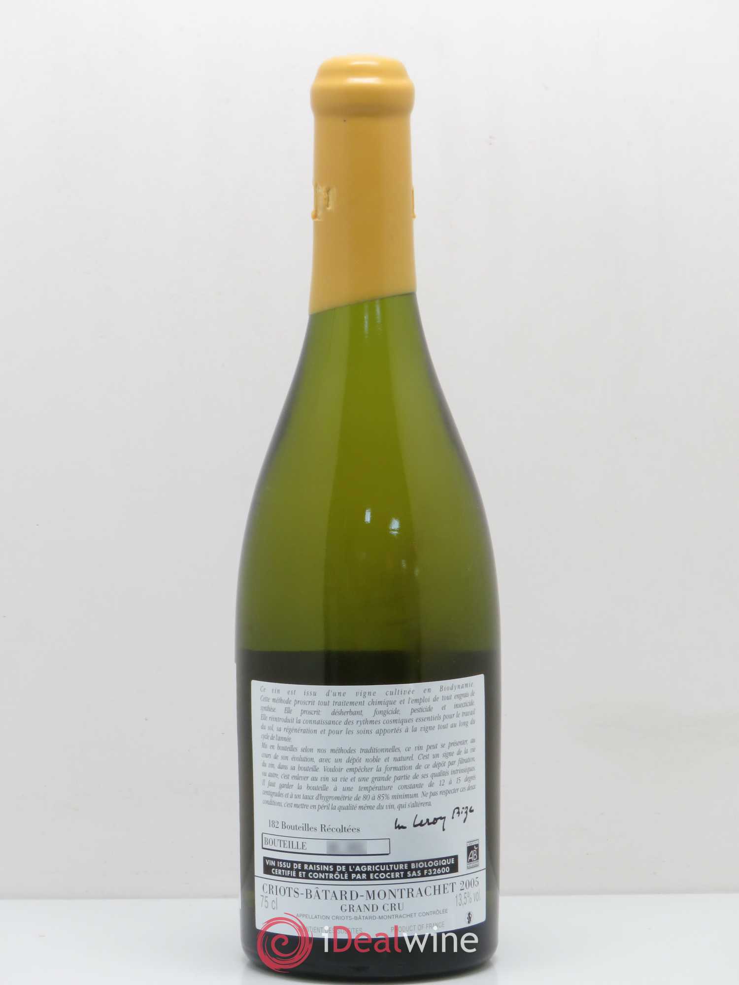 Criots-Bâtard-Montrachet Grand Cru d'Auvenay (Domaine) 2005 - Lot de 1 bouteille - 1