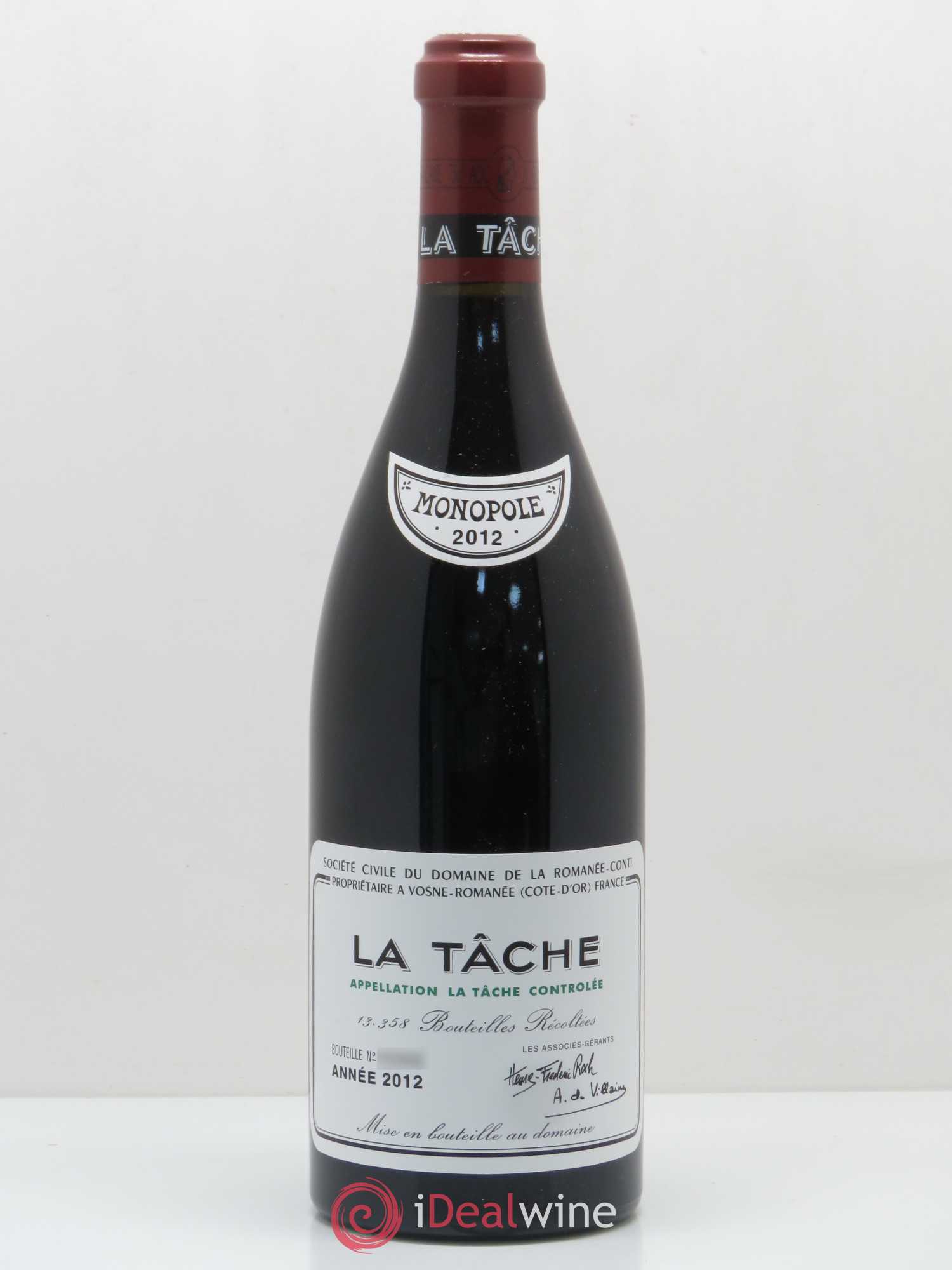 La Tâche Grand Cru Domaine de la Romanée-Conti 2012 - Lot de 1 bouteille - 0