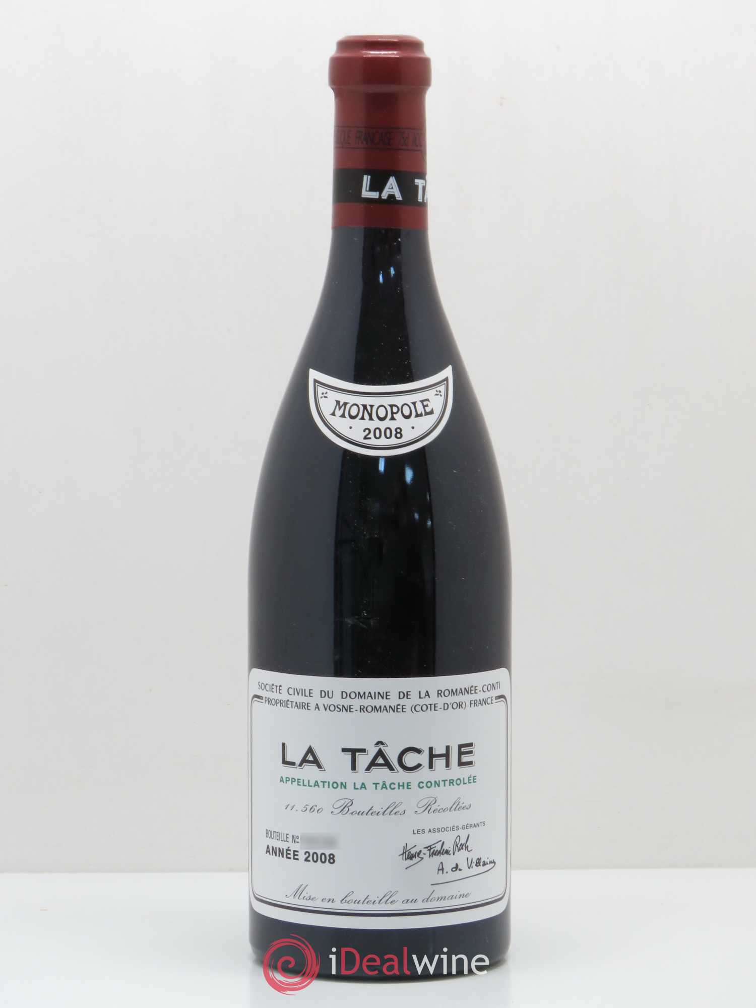 La Tâche Grand Cru Domaine de la Romanée-Conti 2008 - Lot de 1 bouteille - 0