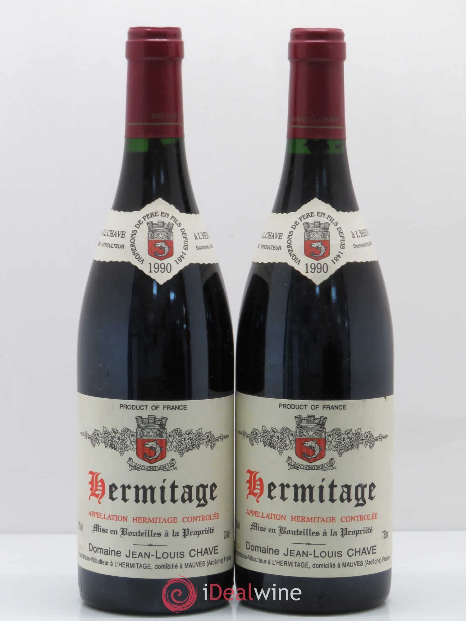 Hermitage Jean-Louis Chave 1990 - Lot de 2 bouteilles - 0