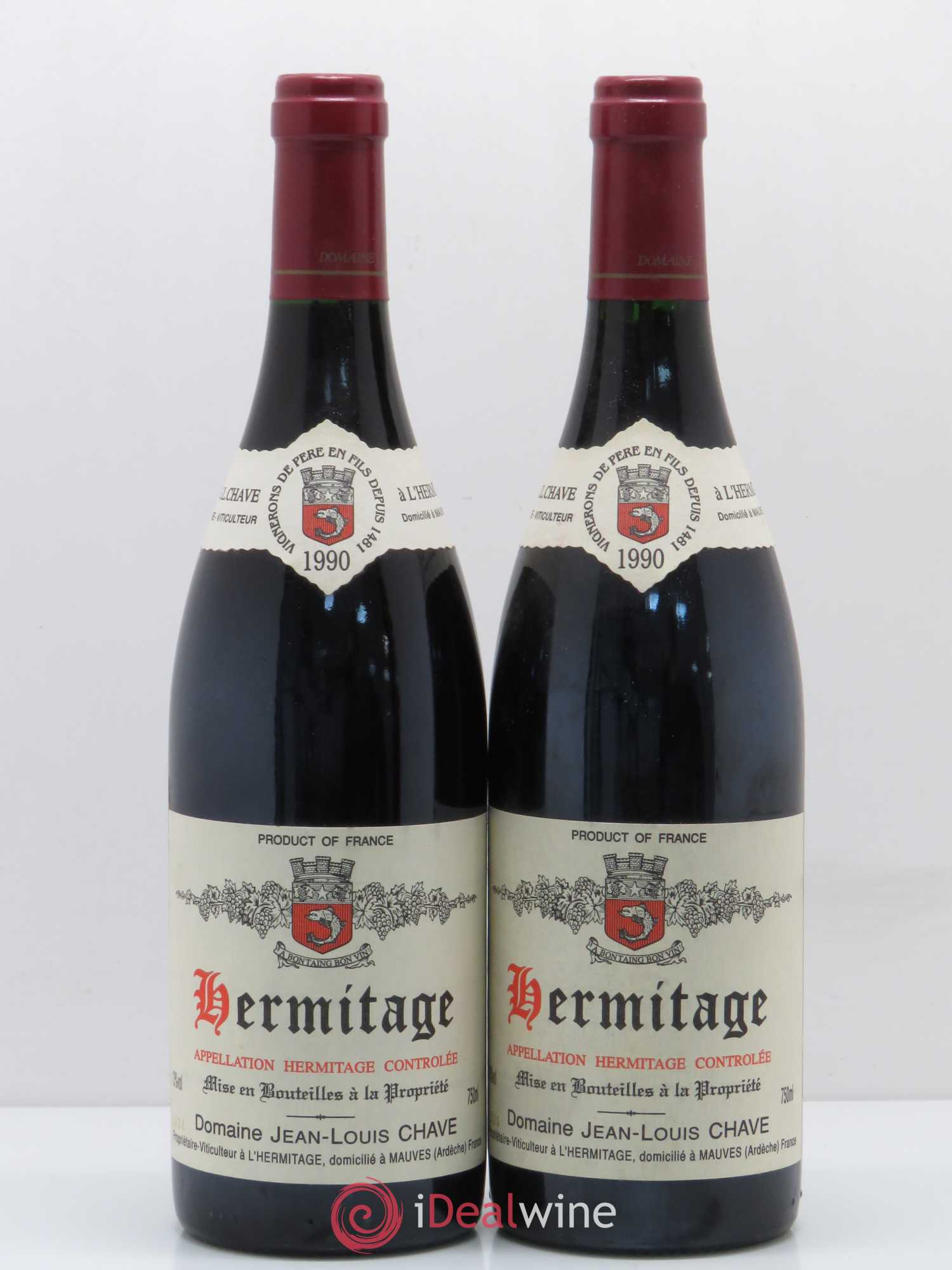 Hermitage Jean-Louis Chave 1990 - Lot de 2 bouteilles - 0