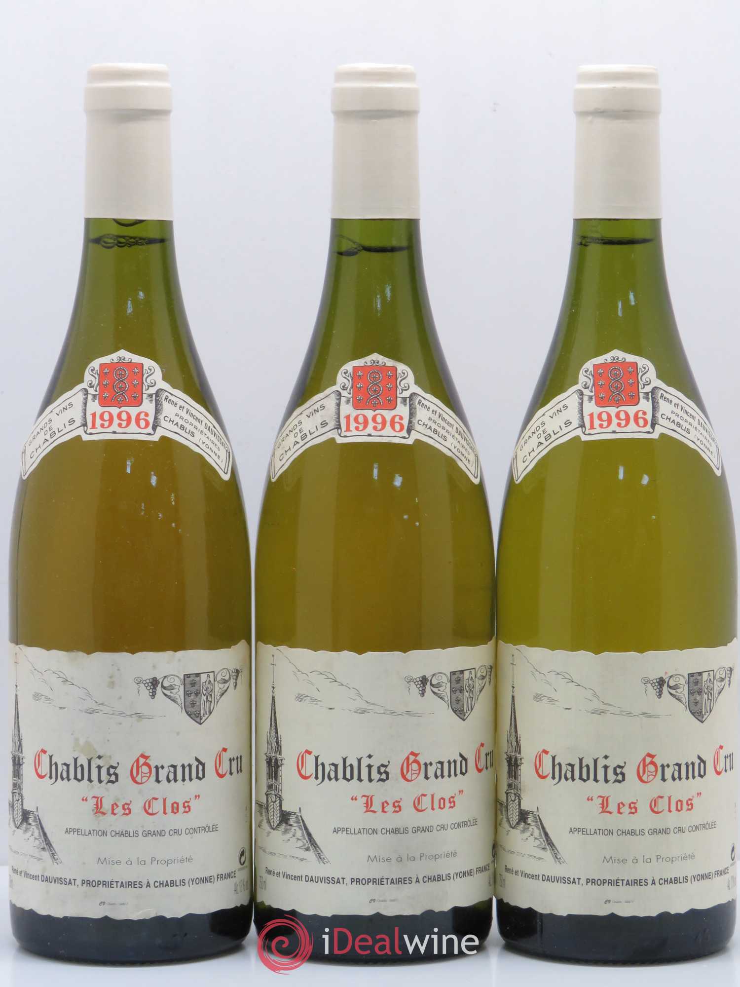 Chablis Grand Cru Les Clos Vincent Dauvissat (Domaine) 1996 - Lot de 3 bouteilles - 0