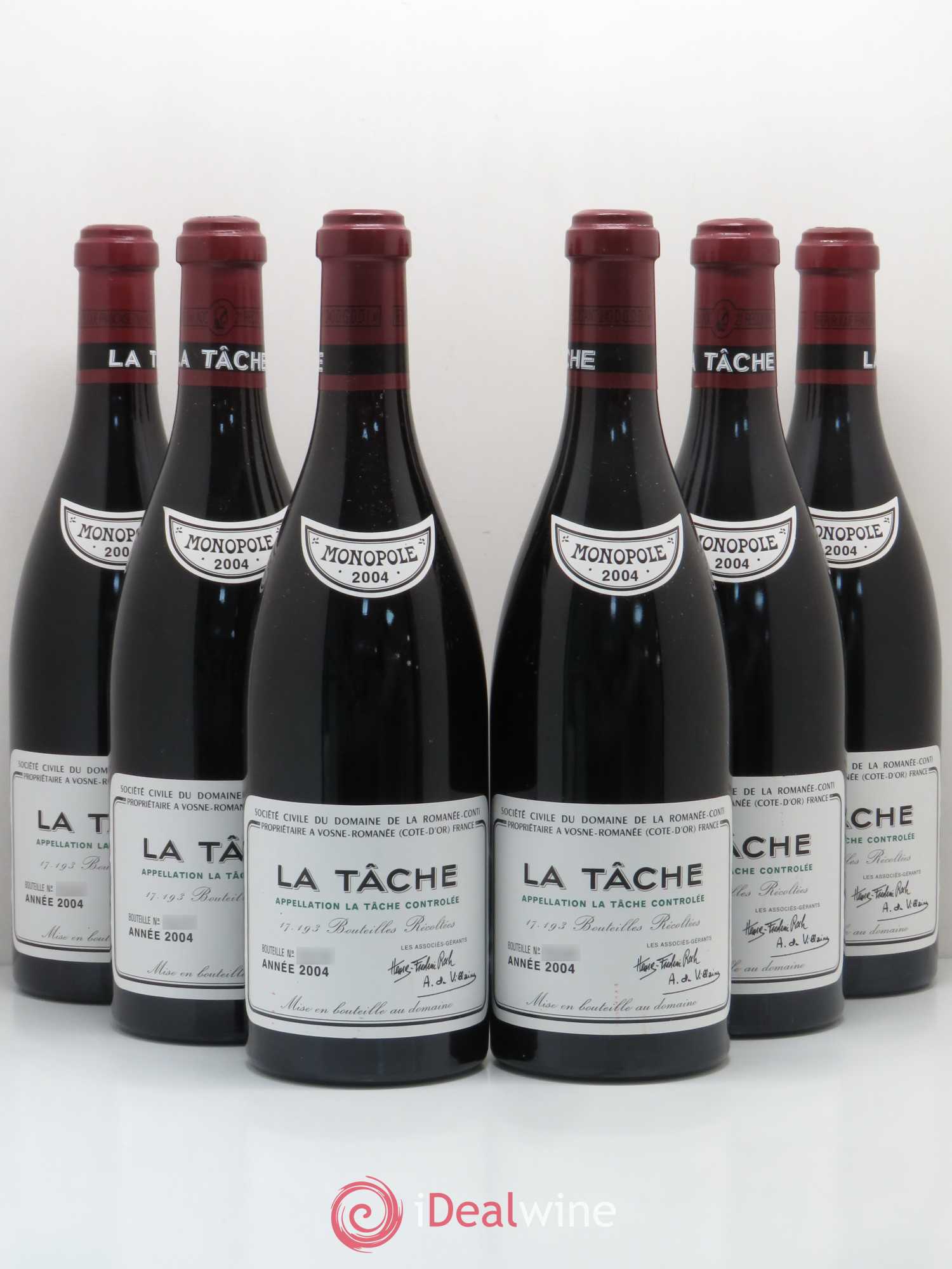La Tâche Grand Cru Domaine de la Romanée-Conti 2004 - Lot de 6 bouteilles - 0