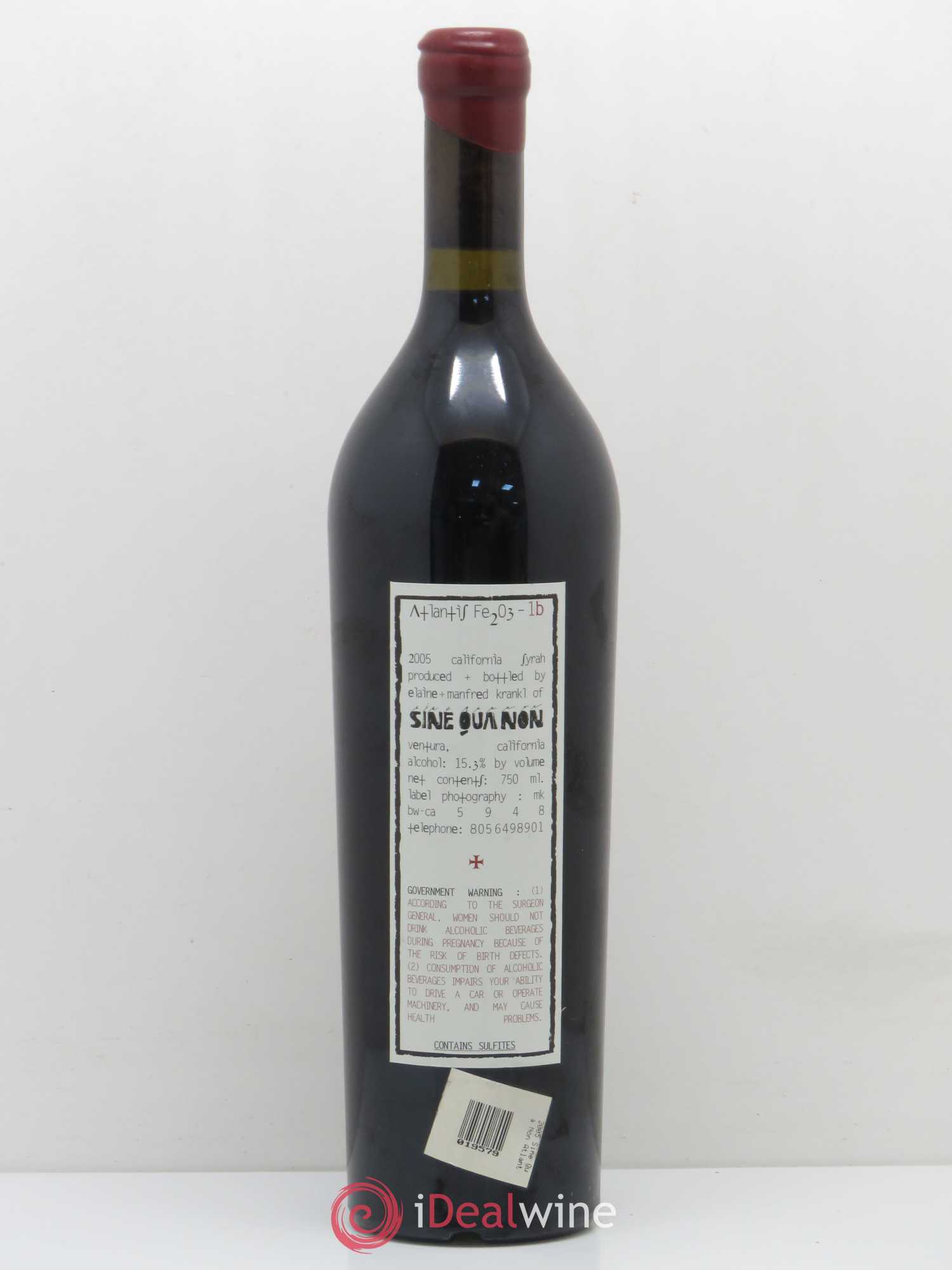 USA Atlantis Syrah Sine Qua Non 2005 - Posten von 1 Flasche - 1