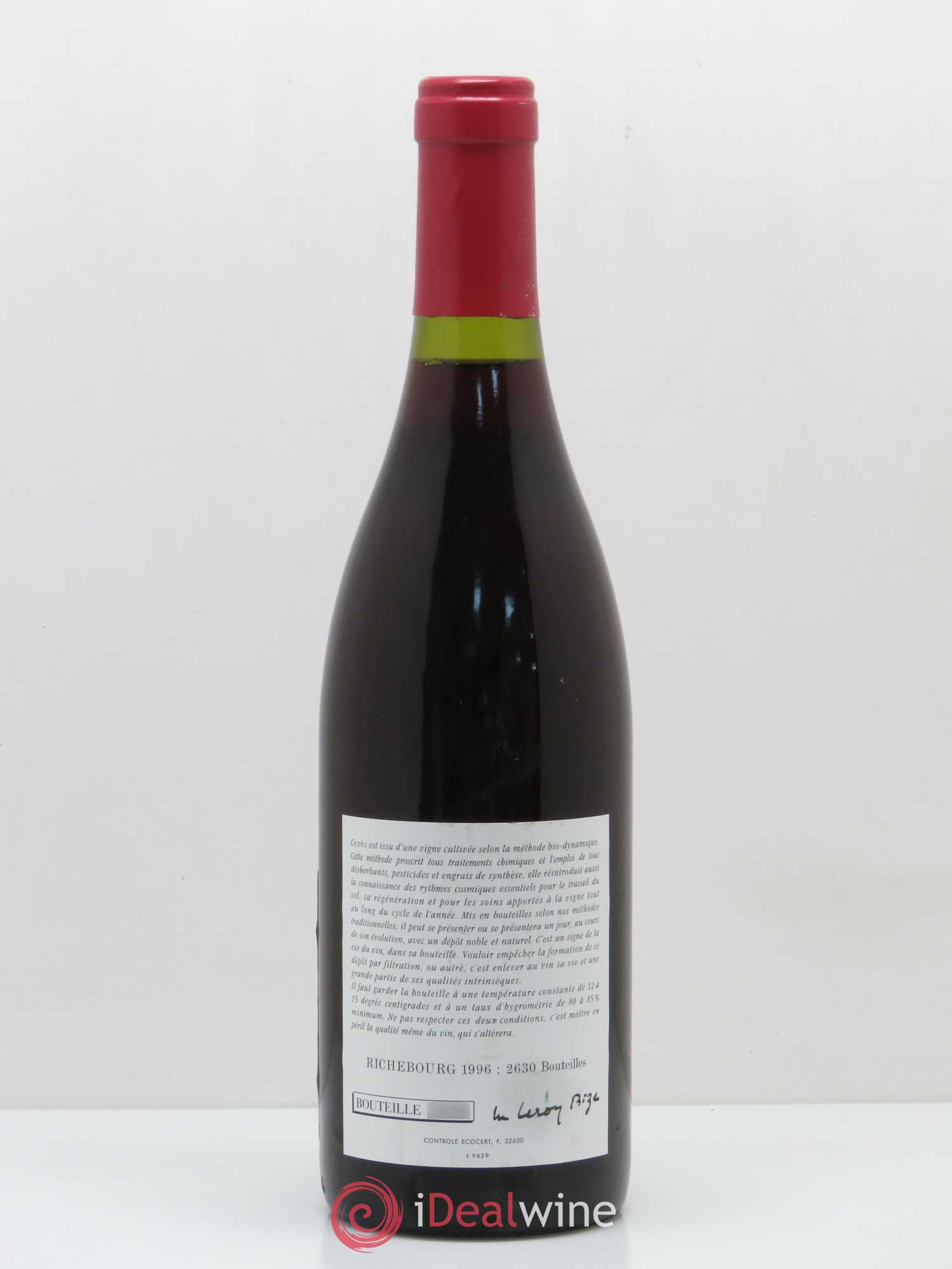 Richebourg Grand Cru Leroy (Domaine) 1996 - Lot de 1 bouteille - 1