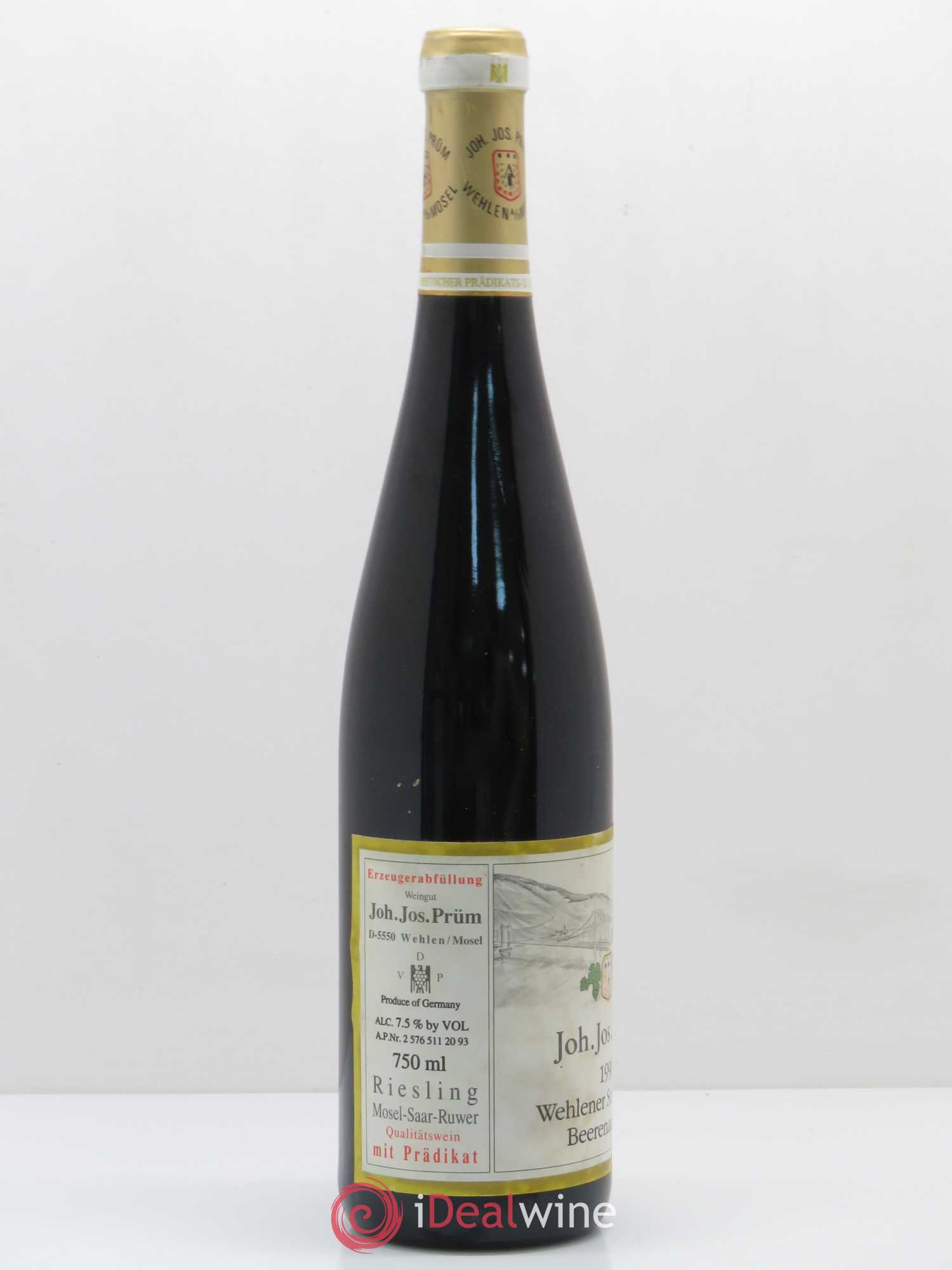Riesling Wehlener Sonnenuhr Beerenauslese LGK AP2093 Joh.Jos.Prum 1990 - Posten von 1 Flasche - 1