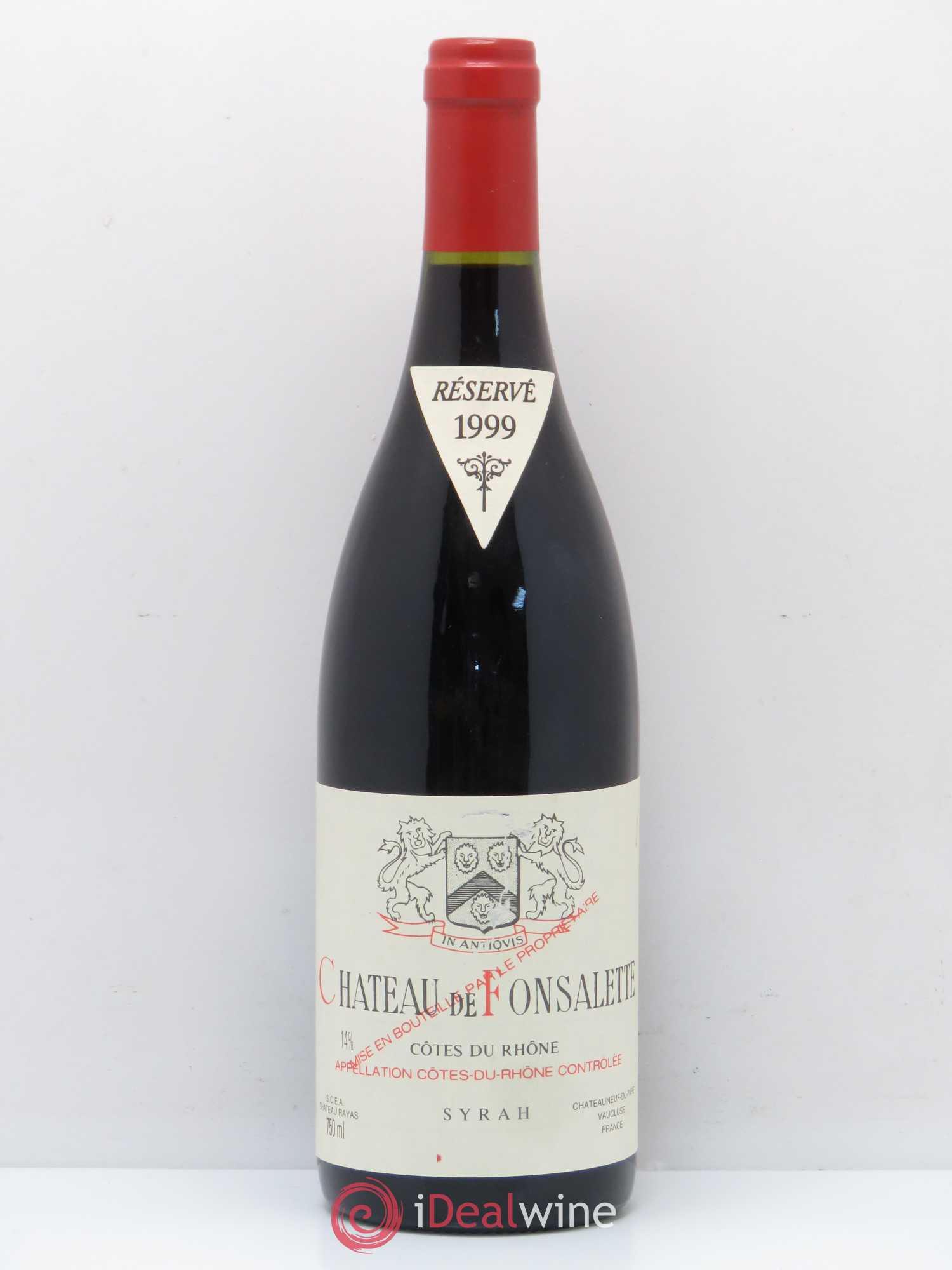 Côtes-du-Rhône Cuvée Syrah Château de Fonsalette 1999 - Lot de 1 bouteille - 0
