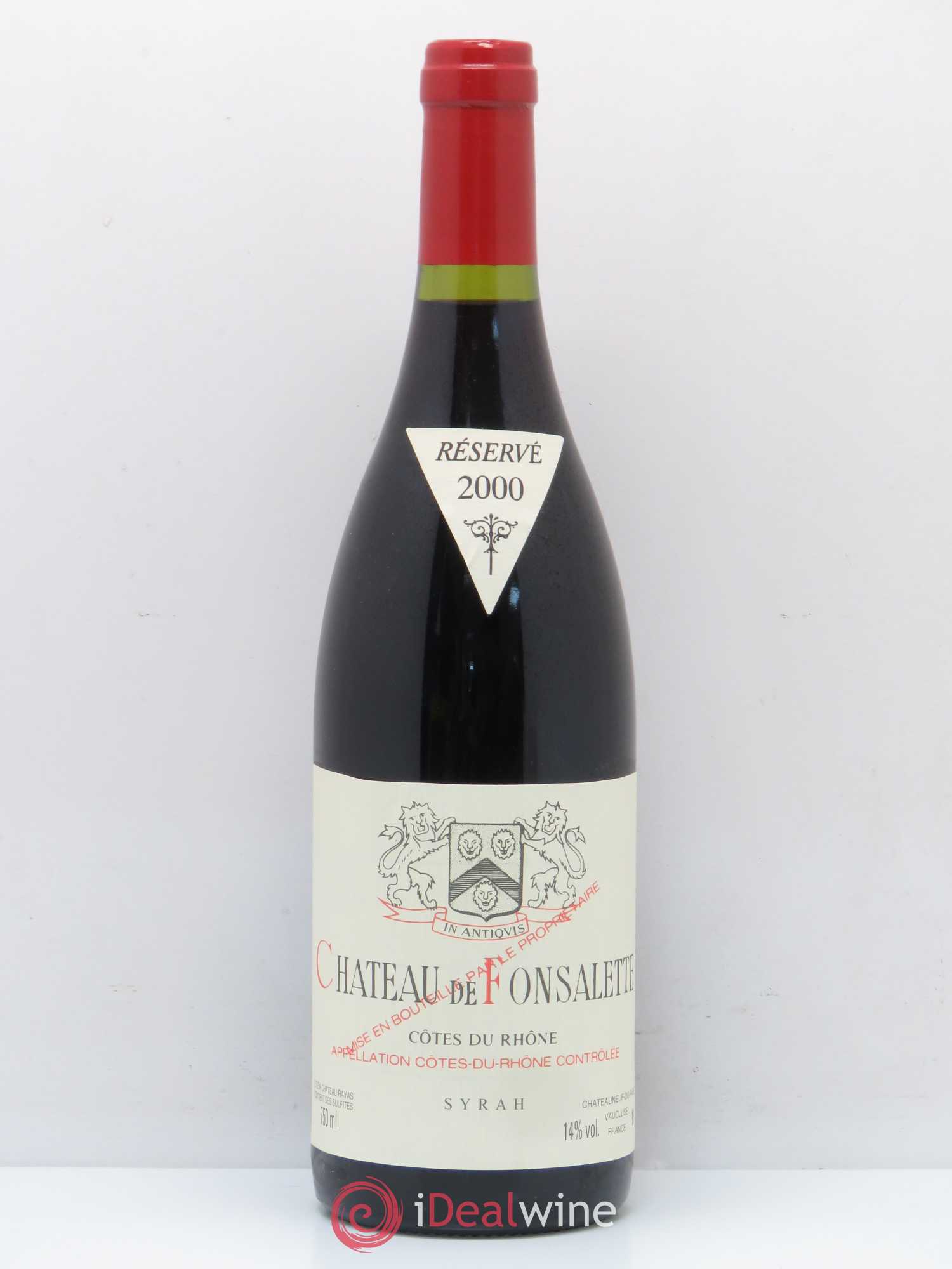 Côtes-du-Rhône Cuvée Syrah Château de Fonsalette 2000 - Lot de 1 bouteille - 0