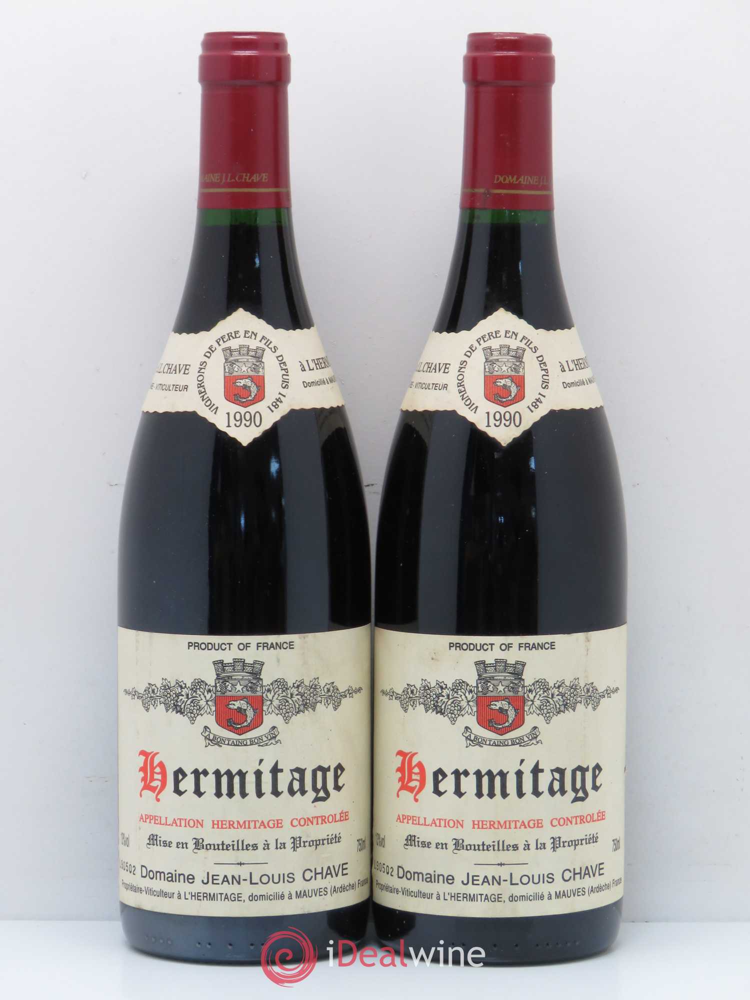 Hermitage Jean-Louis Chave 1990 - Lot de 2 bouteilles - 0