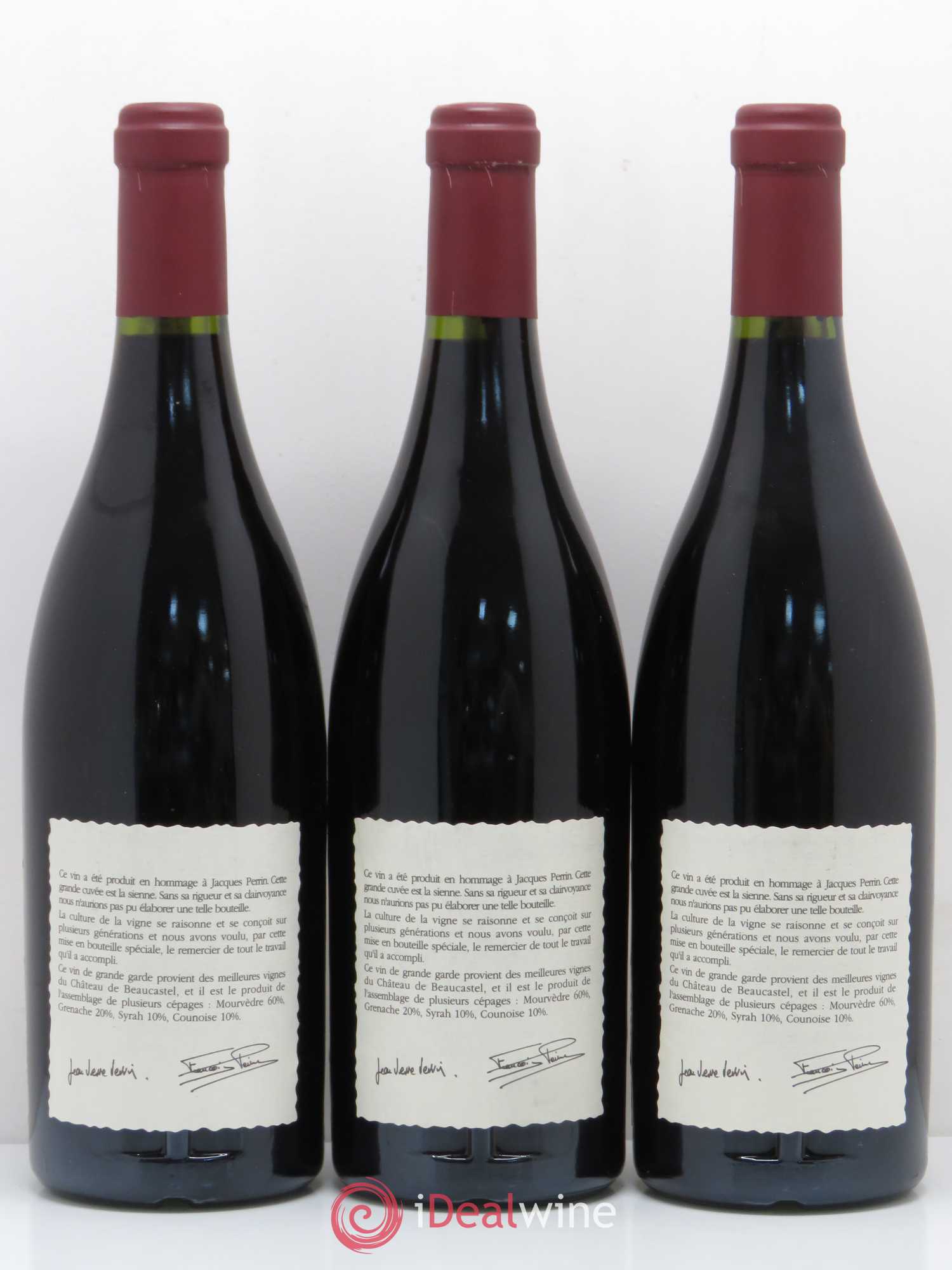 Châteauneuf-du-Pape Château de Beaucastel Hommage à Jacques Perrin Famille Perrin 1995 - Lot de 6 bouteilles - 4