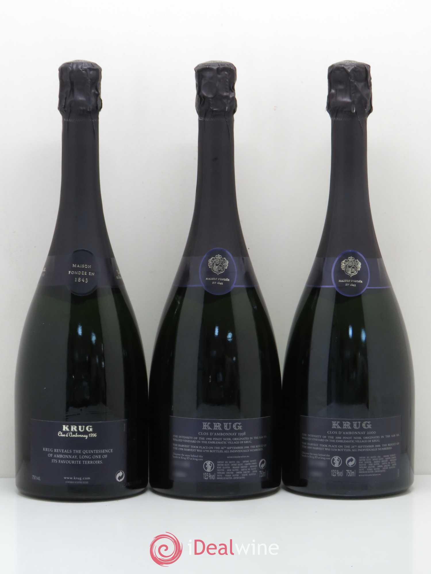 Clos d'Ambonnay Krug Trilogie 1996 - 1998 - 2000 - Lot of 3 bottles - 1