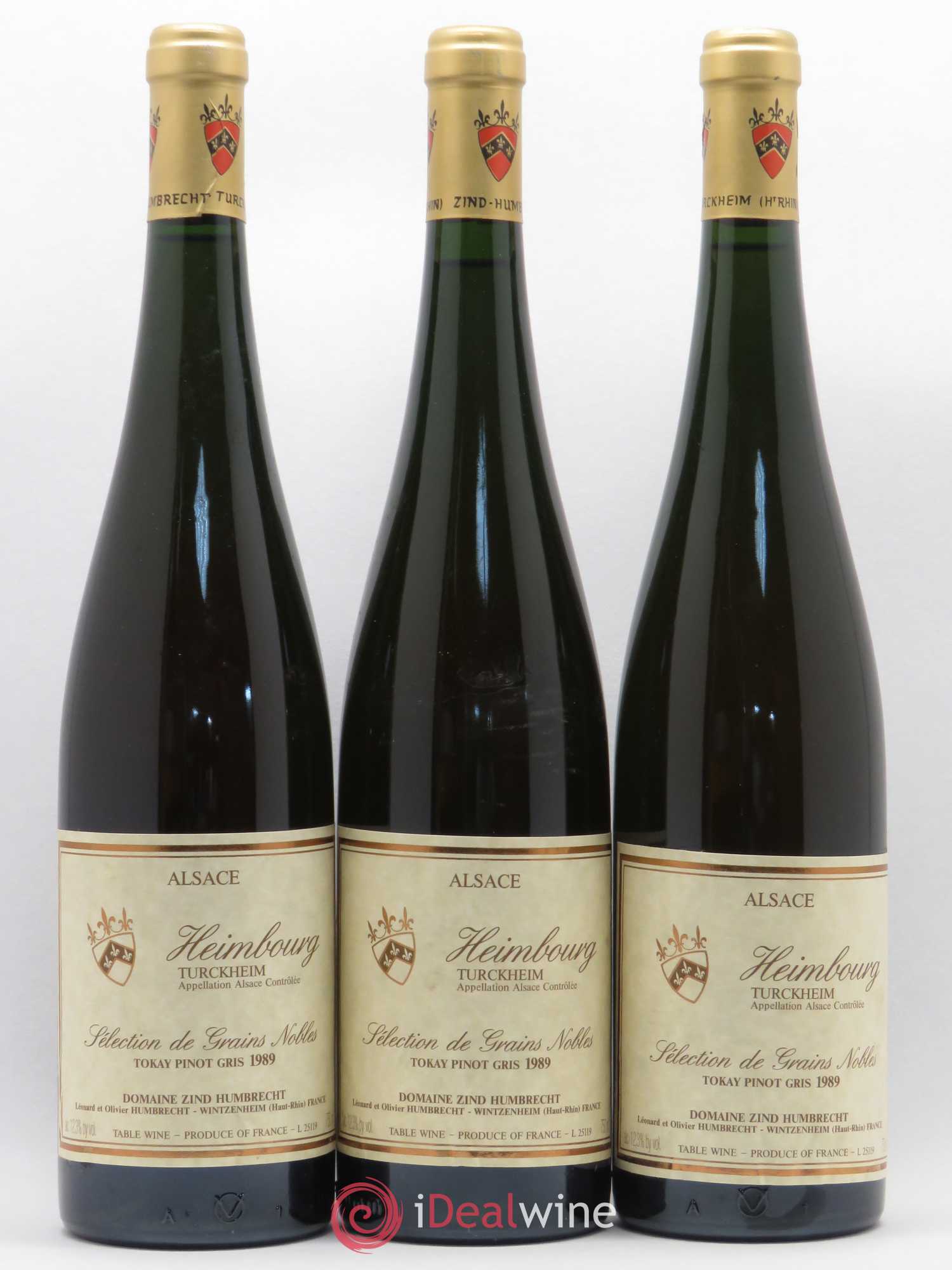 Pinot Gris (Tokay) Sélection de Grains Nobles Heimbourg Domaine Zind Humbrecht 1989 - Lotto di 3 bottiglie - 0