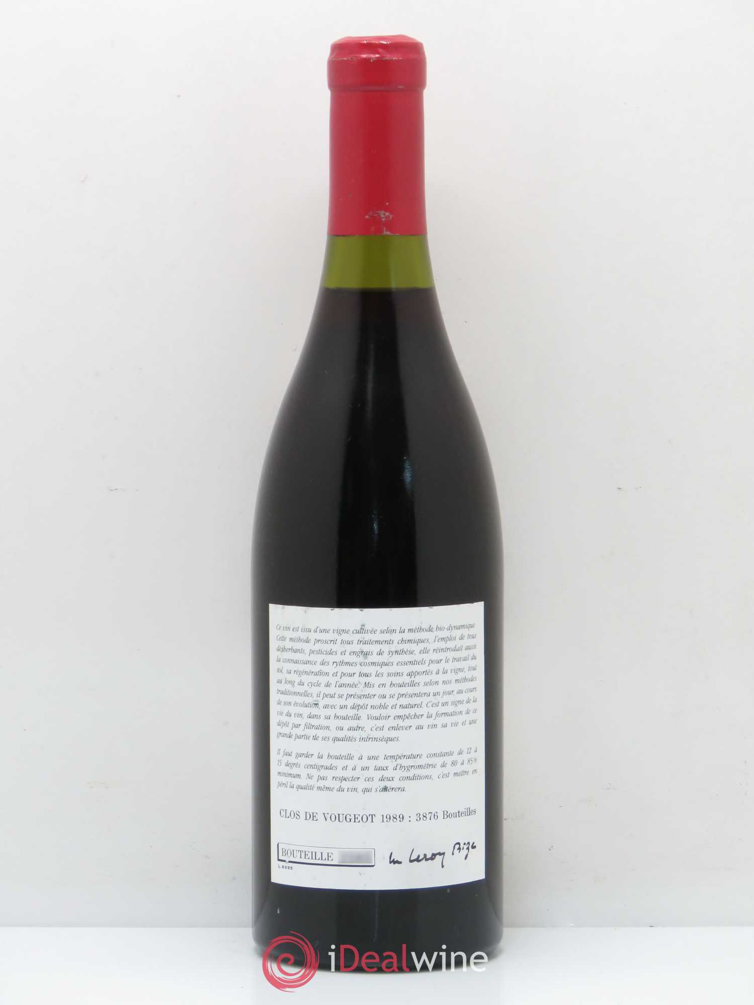 Clos de Vougeot Grand Cru Leroy (Domaine) 1989 - Lot de 1 bouteille - 1