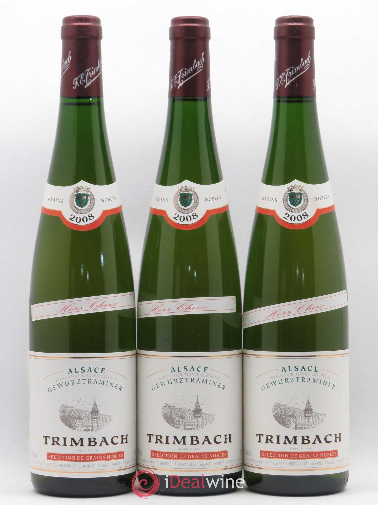 Alsace Gewurztraminer Sélection de Grains Nobles Trimbach (Domaine) Hors Choix 2008 - Lotto di 3 bottiglie - 0