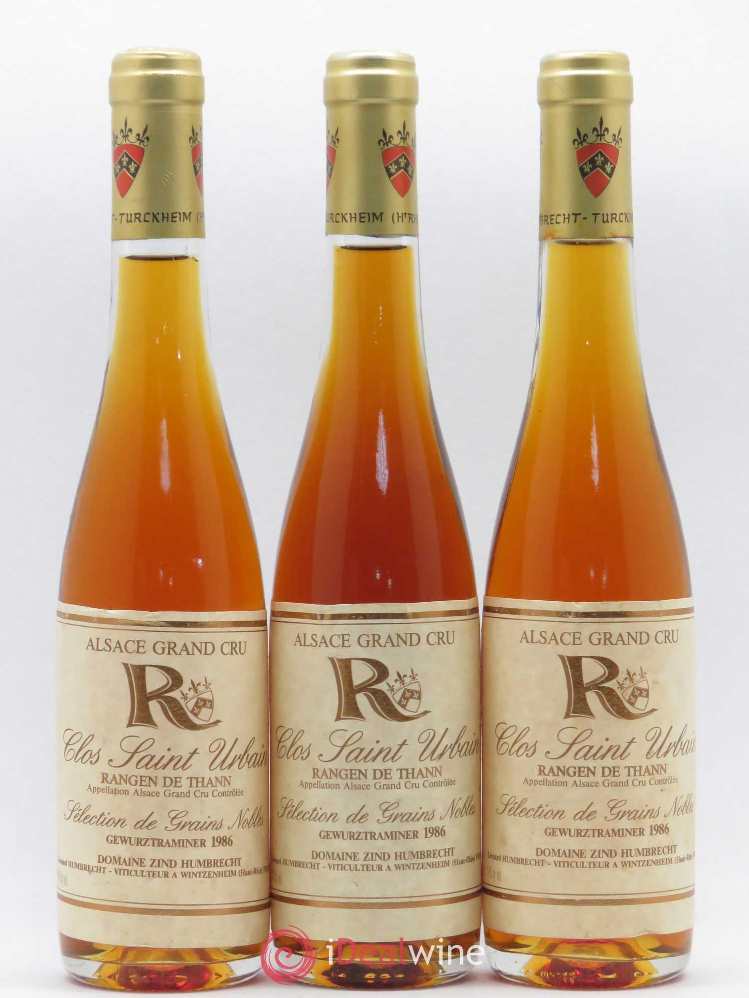 Alsace Gewurztraminer Sélection de Grains Nobles Zind-Humbrecht (Domaine) Grand Cru Rangen de Thann Clos Saint Urbain 1986 - Posten von 3 Demi-Flaschen - 0
