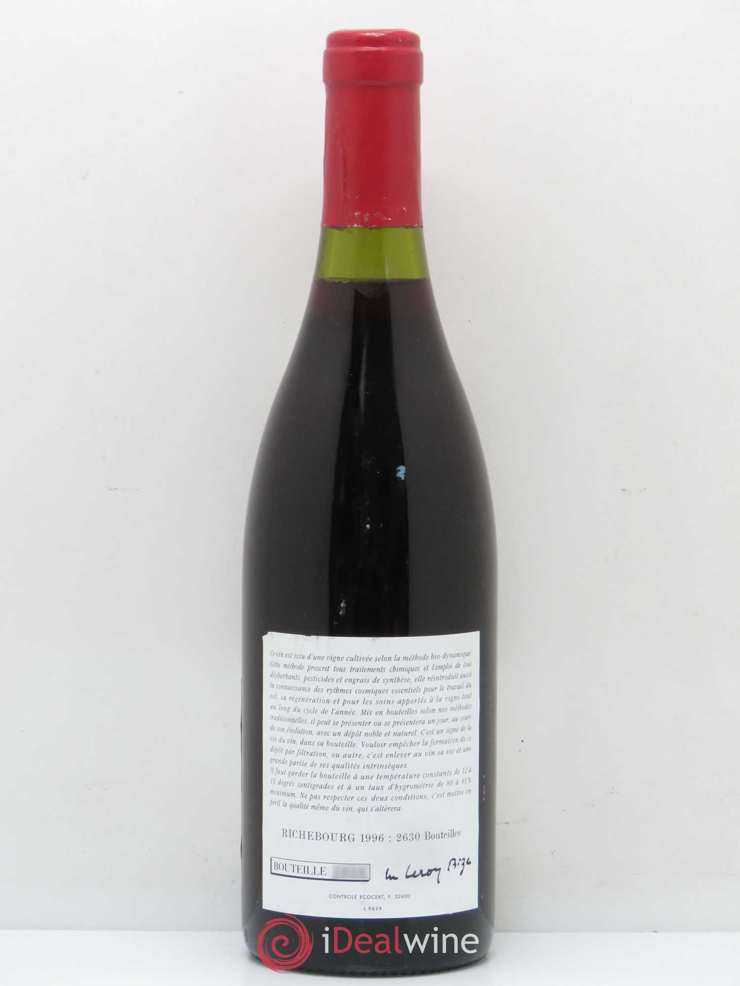 Richebourg Grand Cru Leroy (Domaine) 1996 - Lot of 1 bottle - 1