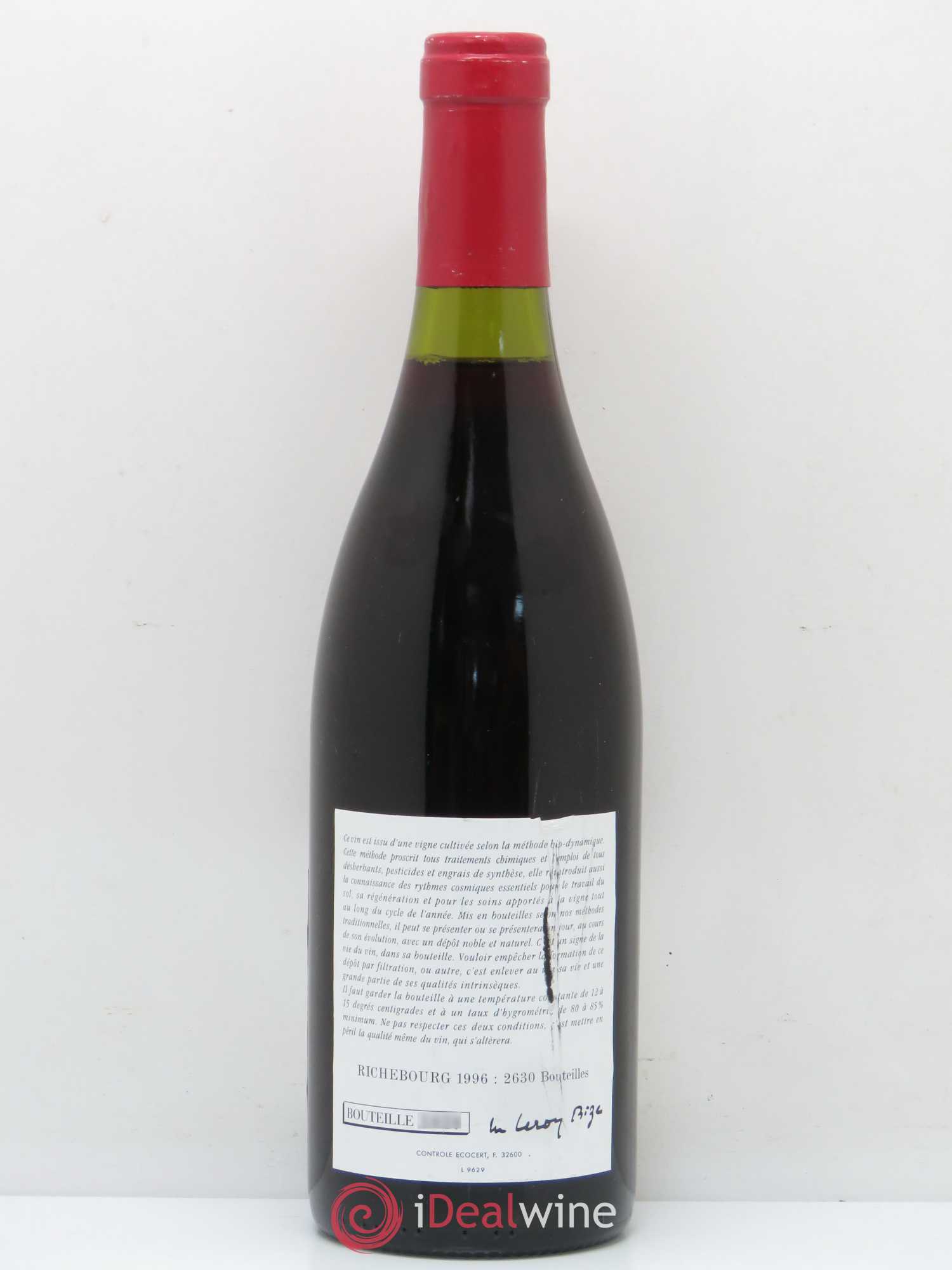 Richebourg Grand Cru Leroy (Domaine) 1996 - Lot de 1 bouteille - 1