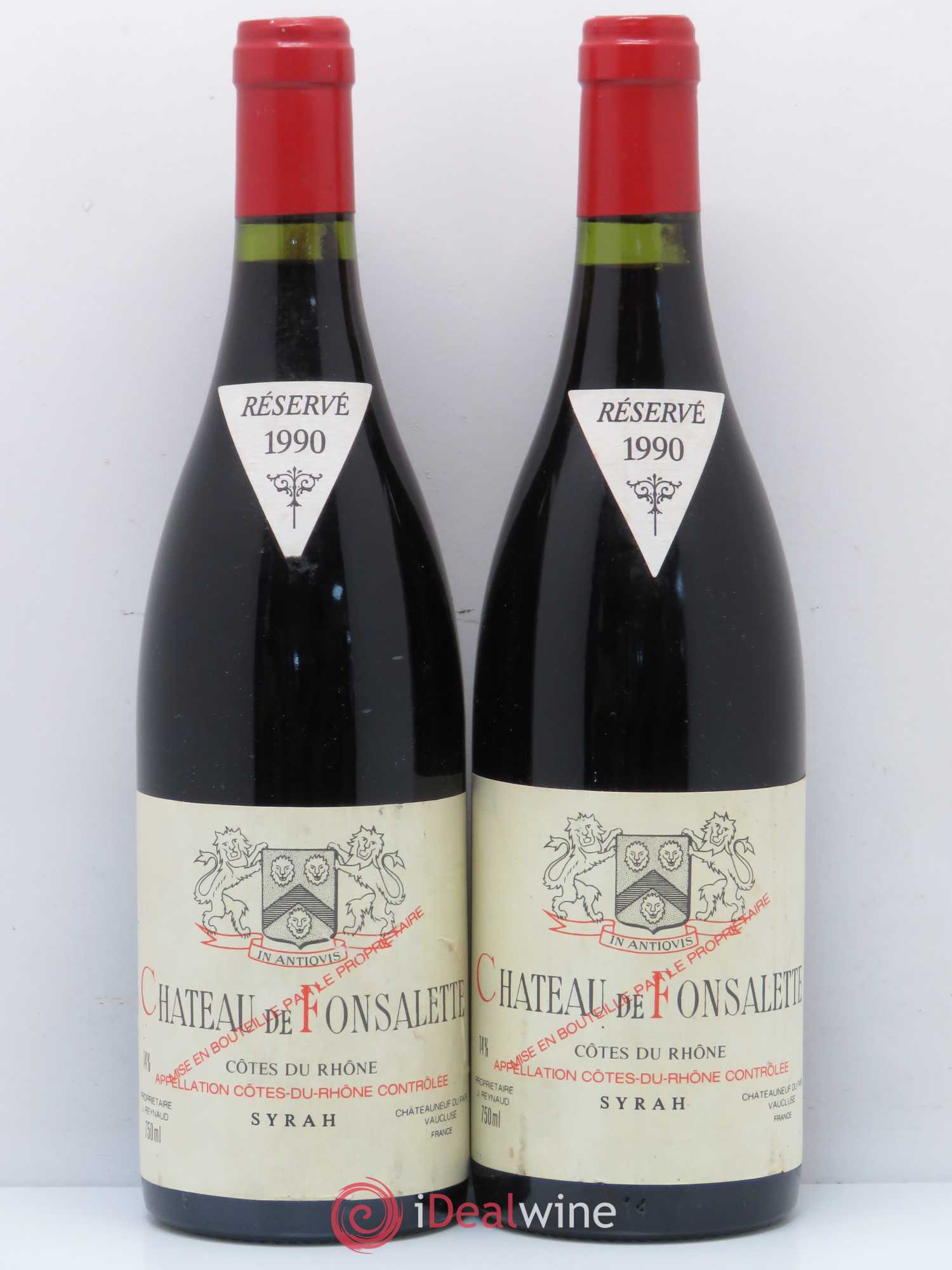 Côtes-du-Rhône Cuvée Syrah Château de Fonsalette 1990 - Lot de 2 bouteilles - 0
